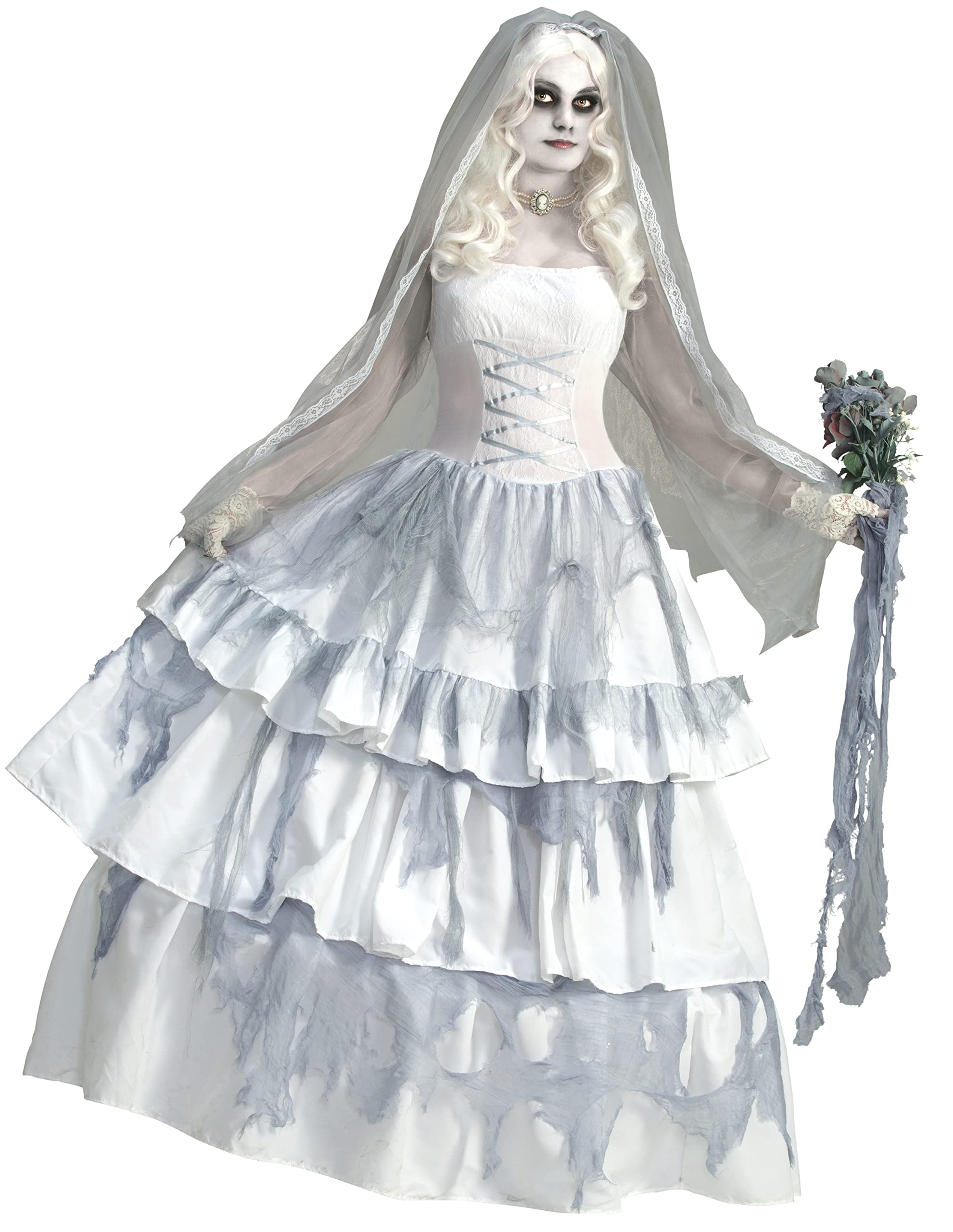 Victorian Ghost Bride Costume for Women - Elegant Gothic Halloween Dress for Cosplay, Themed Parties & Haunted Events