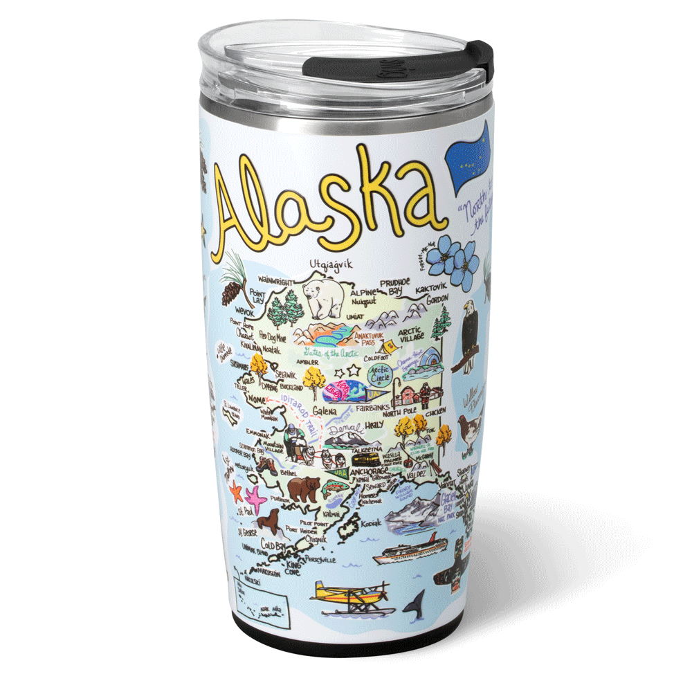 Premium 22oz Alaska-Themed Insulated Tumbler - Double-Wall Vacuum Stainless Steel Travel Mug for Hot & Cold Drinks - Perfect for Hiking, Camping, and Outdoor Adventures