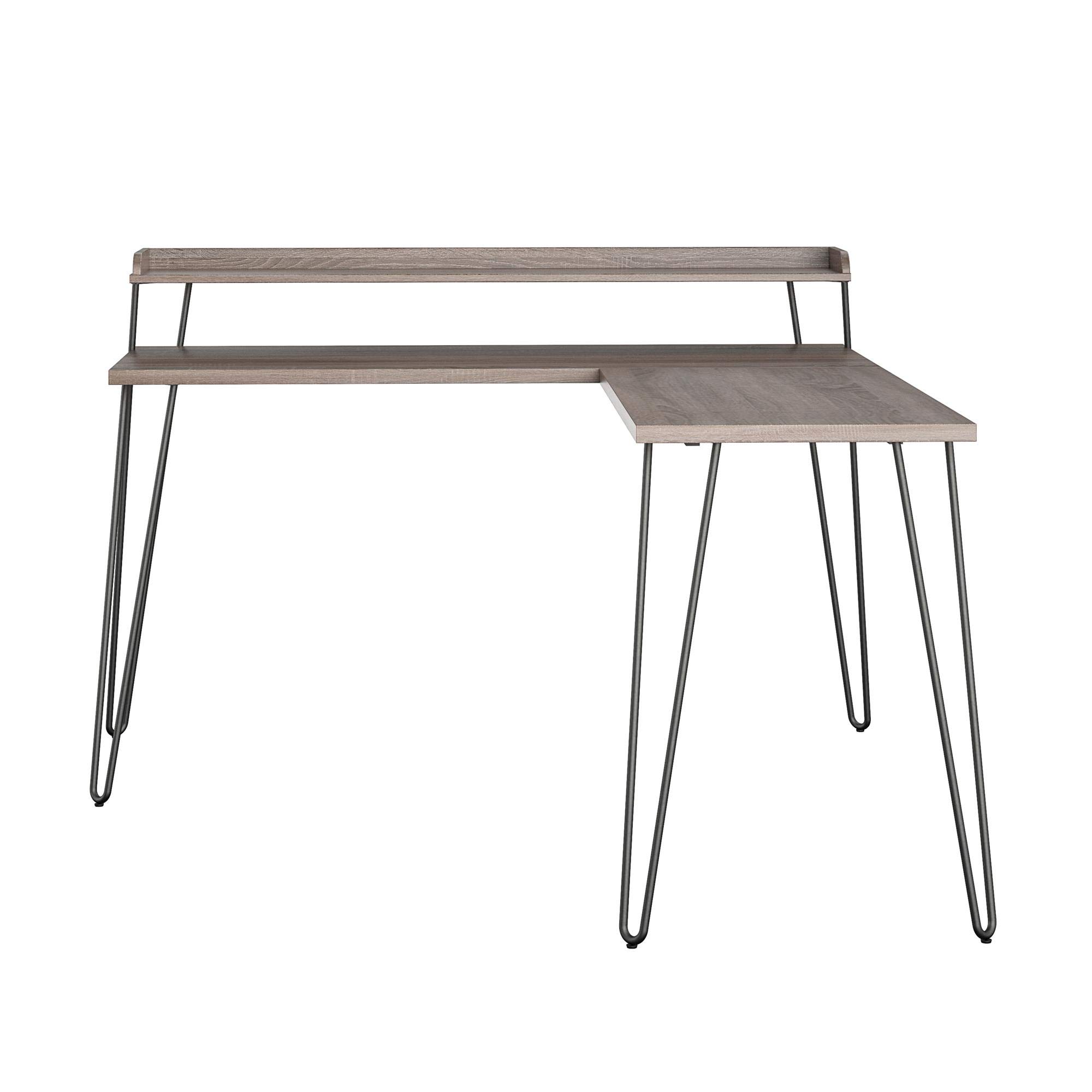Ameriwood Home Haven L-Shaped Desk with Riser - Distressed Gray Oak Finish, Home Office Computer Desk for Work & Study, Perfect for Small Spaces & Remote Work