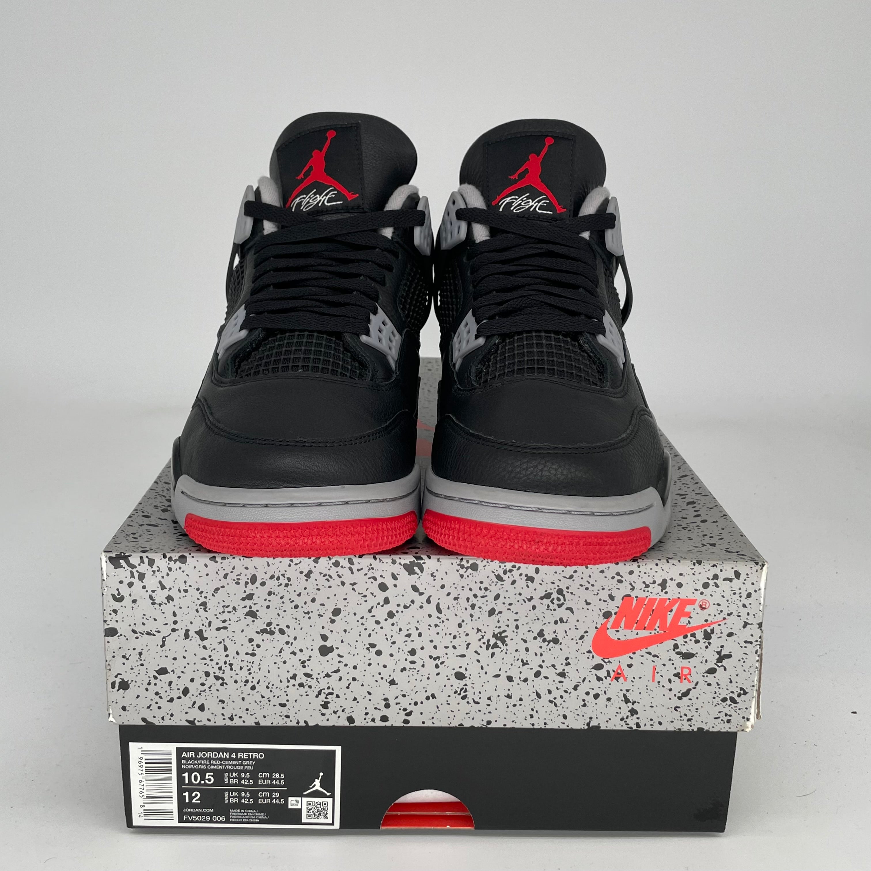 Original Air Jordan 4 Bred Reimagined Men's Basketball Shoes - Size 10.5 (FV5029-006) | Retro Sneakers for Streetwear, Sports & Casual Outfits
