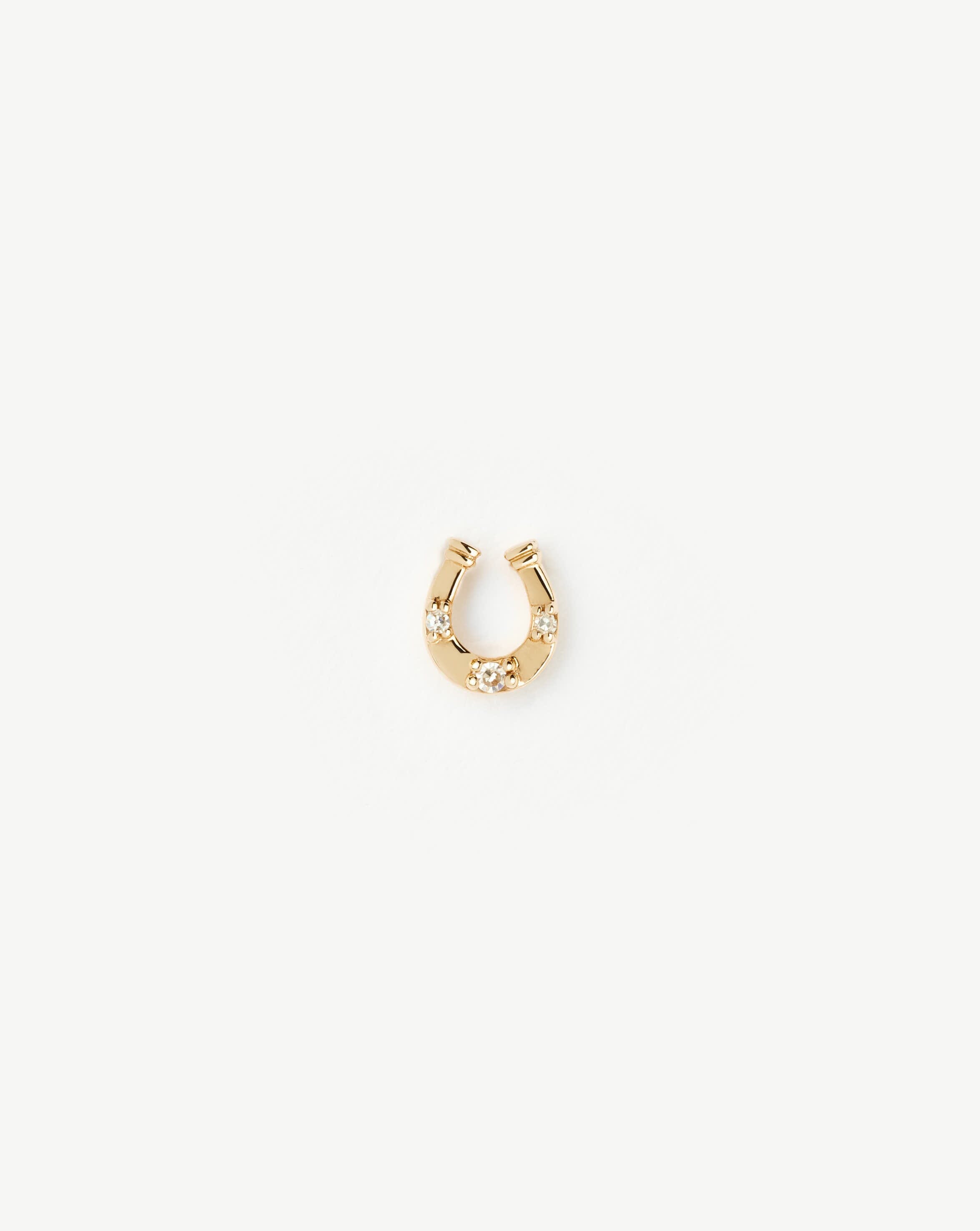 14K Solid Gold Horseshoe Single Stud Earring with Diamond - Elegant & Dainty Jewelry for Women, Perfect for Everyday Wear, Gifts & Special Occasions