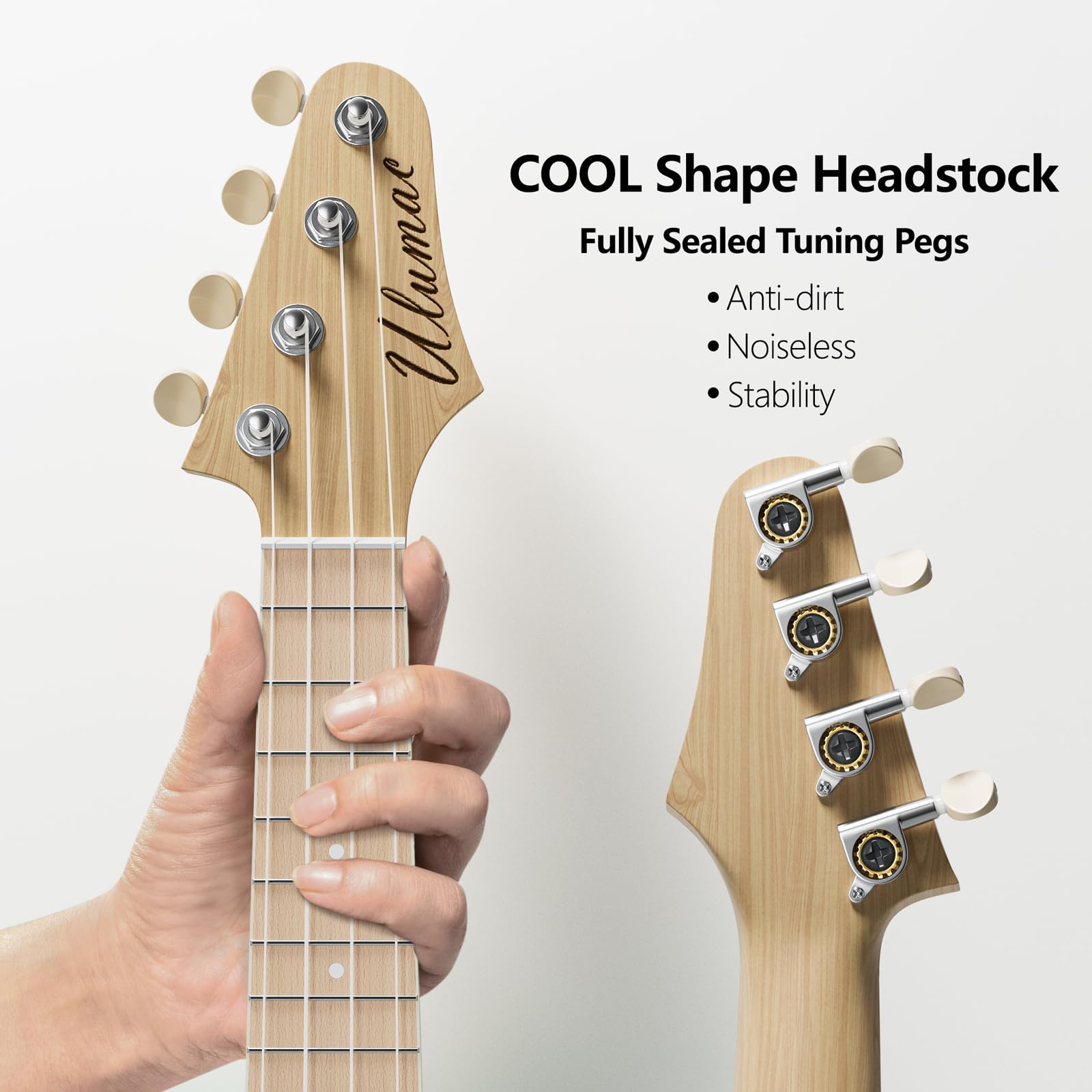 Soprano Ukulele Beginner Kit - 21.5 Inch Spruce Wood Ukelele with White Pickguard, Gig Bag, Digital Tuner, Strings, Picks, Strap & Cleaning Cloth | Perfect for Beginners, Travel, Beach Parties & Music Lessons (Model P005WBN)