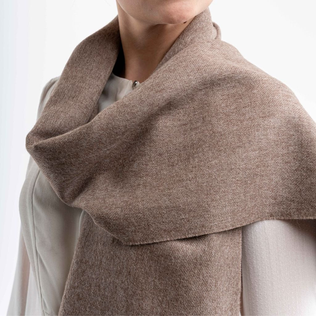 DALCIELO Eco-Friendly Alpaca Wool Scarf - Light Brown | Soft & Warm Winter Accessory for Women & Men | Perfect for Cold Weather, Travel & Gifting