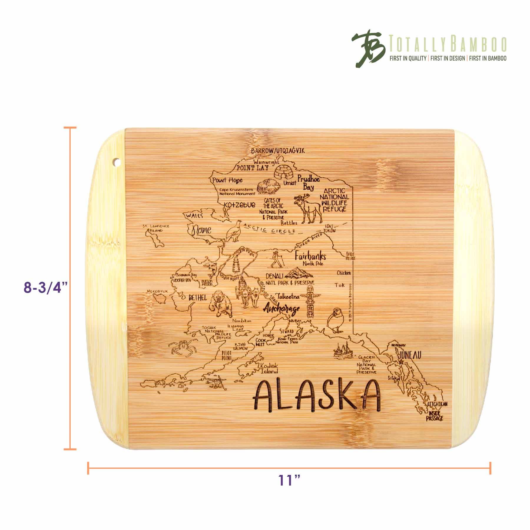 Premium Alaska-Themed Wooden Cutting Board - 11