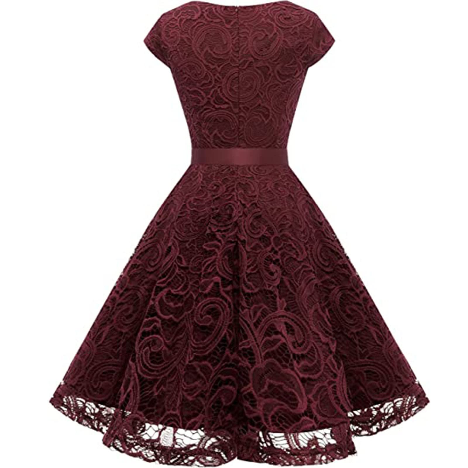 Floral Lace Bridesmaid Dress - Vintage A-Line Cocktail Gown for Parties & Proms