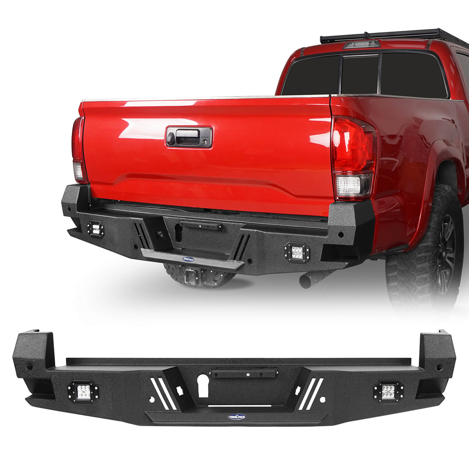 16-21 Toyota Tacoma 3rd Gen HR Rear Bumper with License Plate Bracket | Heavy Duty Steel Construction | Off-Road Protection & Custom Styling | Perfect for Trail Riding & Truck Modifications