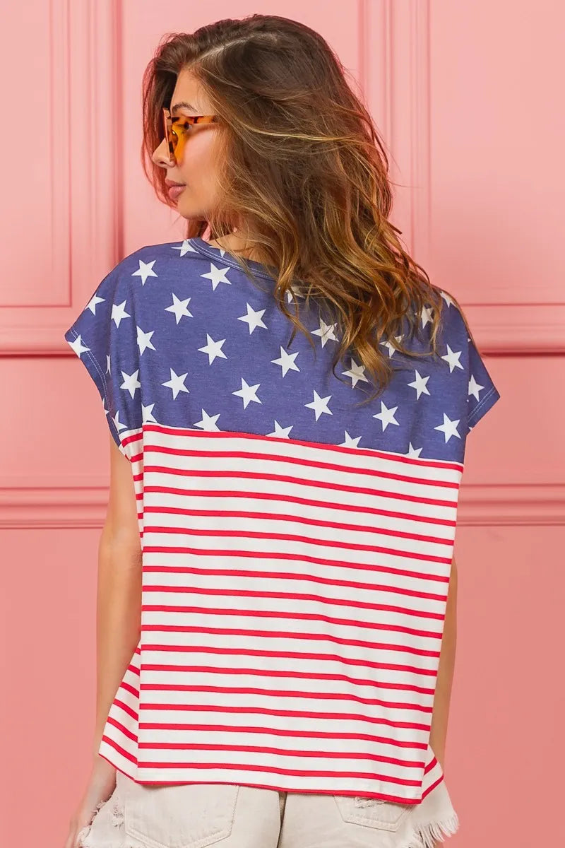 BiBi Star Striped Printed Combo Top for Women - Trendy Casual & Party Wear