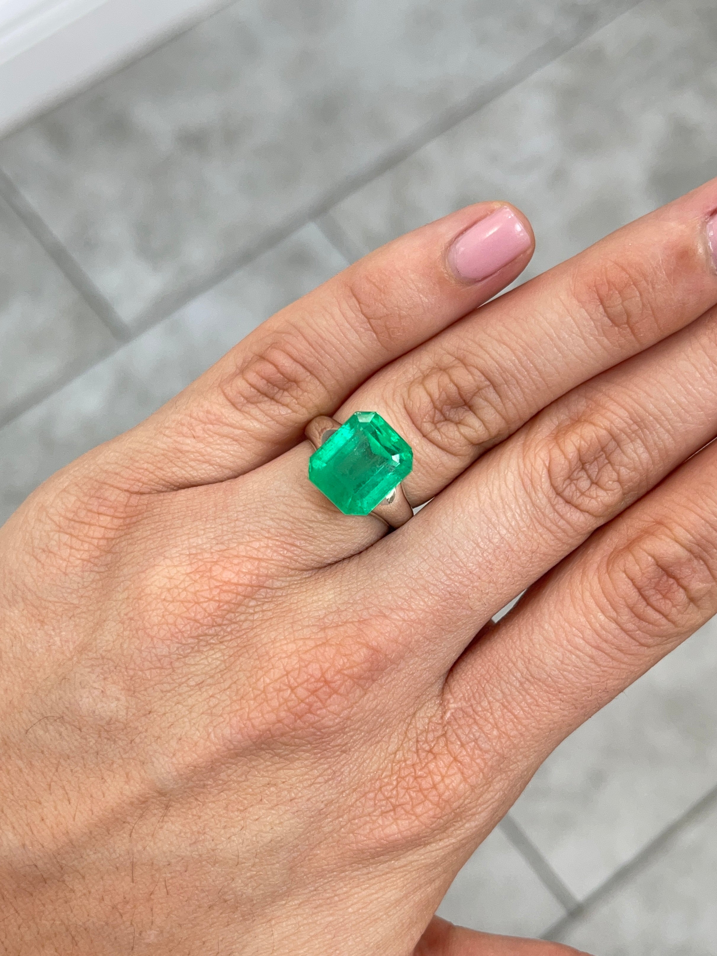 8.98 Carat 13x11mm Vivid Green Loose Colombian Emerald Gemstone - Emerald Cut for Jewelry Making, Engagement Rings & Luxury Gifts