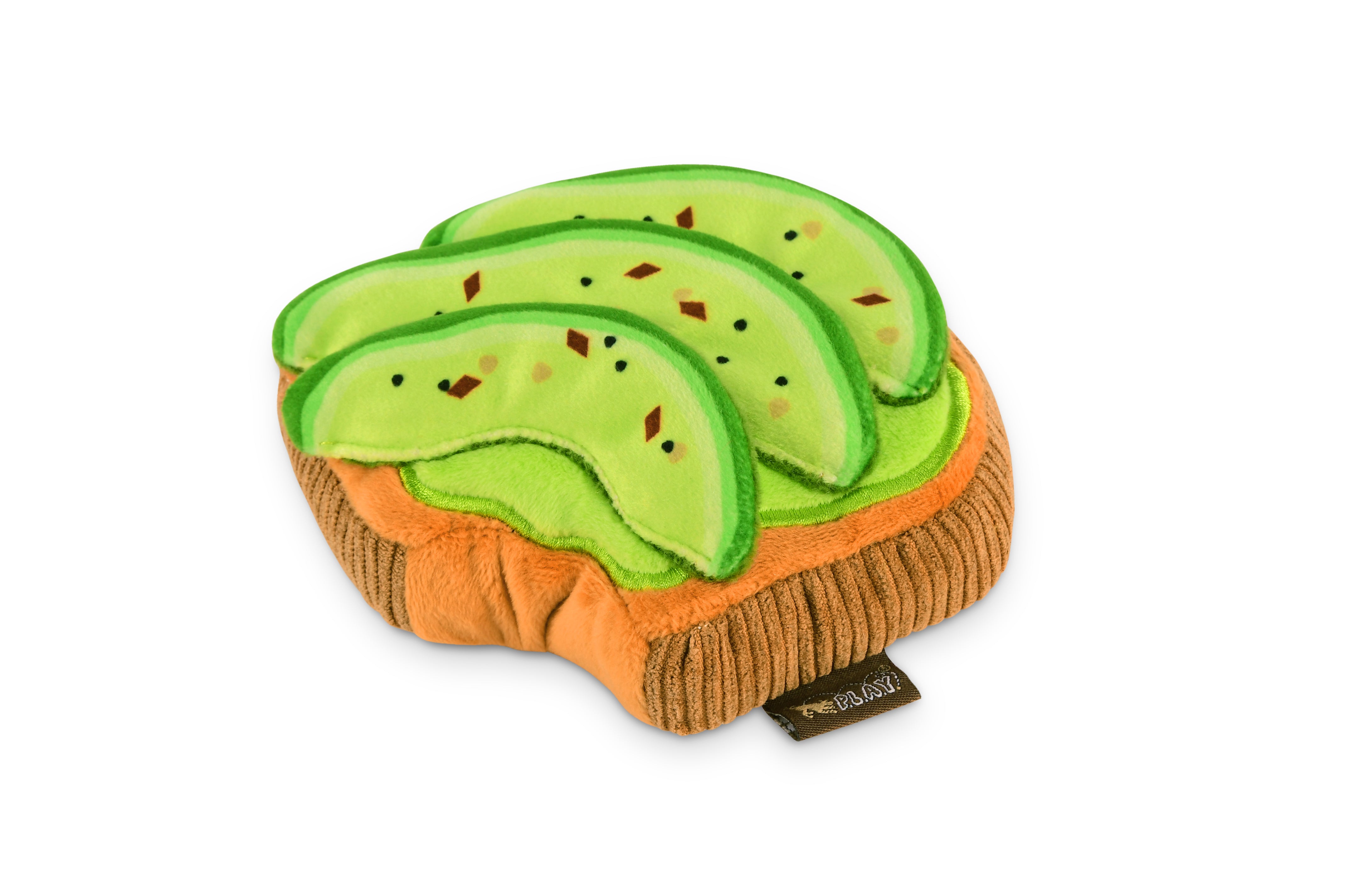 Avocado Toast Plush Dog Toy - Barking Brunch™ Soft Chew Toy for Dogs | Pet P.L.A.Y. | Perfect for Playtime, Training & Cuddling
