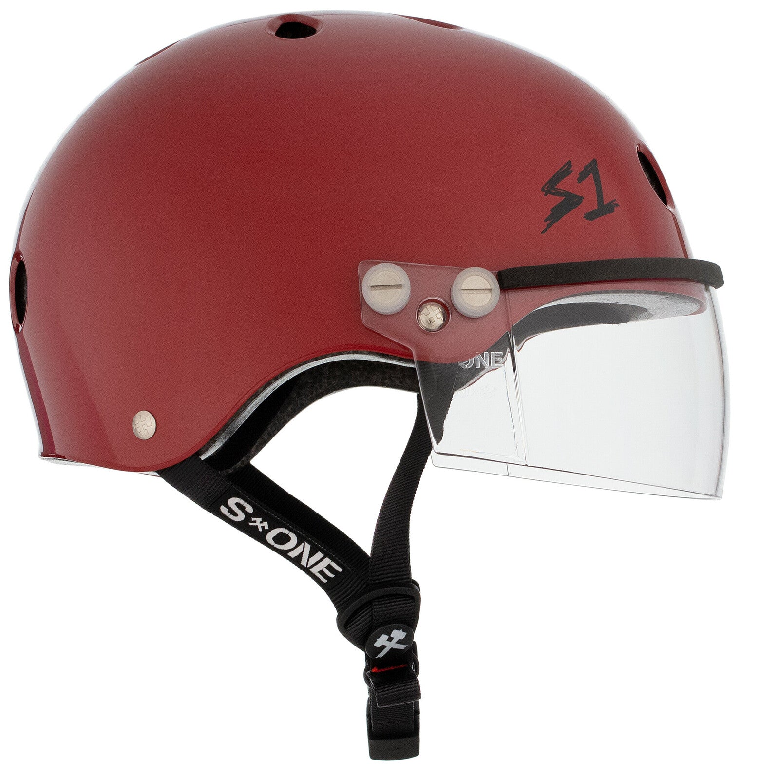 S1 Lifer Visor Helmet - Blood Red Gloss Finish | Motorcycle, ATV & Snowmobile Riding Gear for Safety & Style