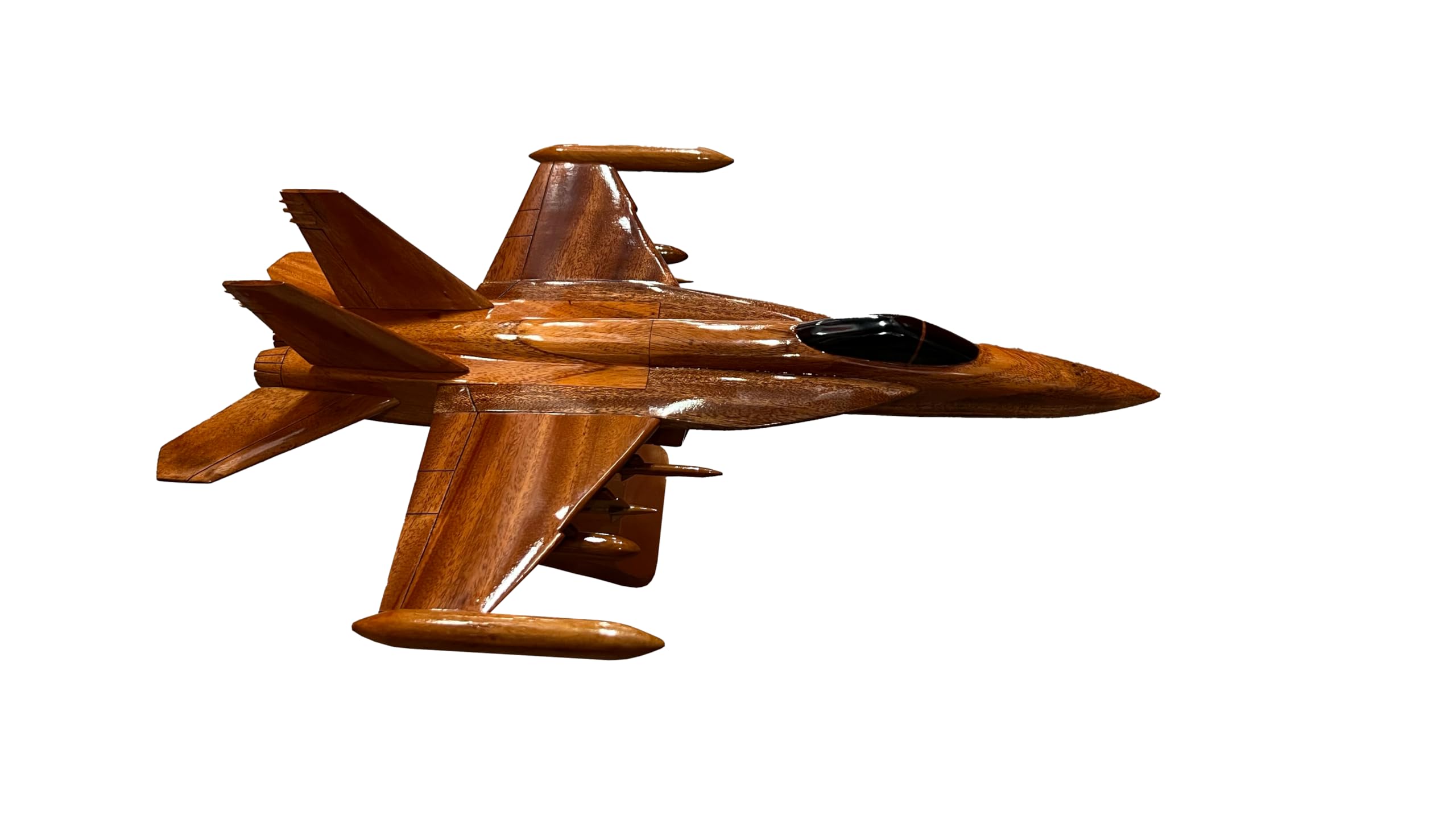 F18 Hornet Desktop Model - Handcrafted Mahogany Wood Fighter Jet Plane - Perfect for Office Decor, Aviation Enthusiast Gifts & Military Collectors Display
