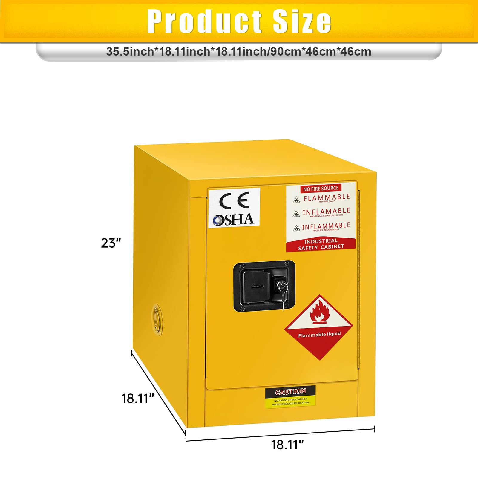 18x18x23 Inch Fireproof Chemical Storage Cabinet - OSHA Compliant Flammable Liquid Safety Cabinet, Galvanized Steel Hazardous Material Cabinet for Home, Garage & Industrial Use - Perfect for Storing Paint, Solvents & Cleaning Chemicals