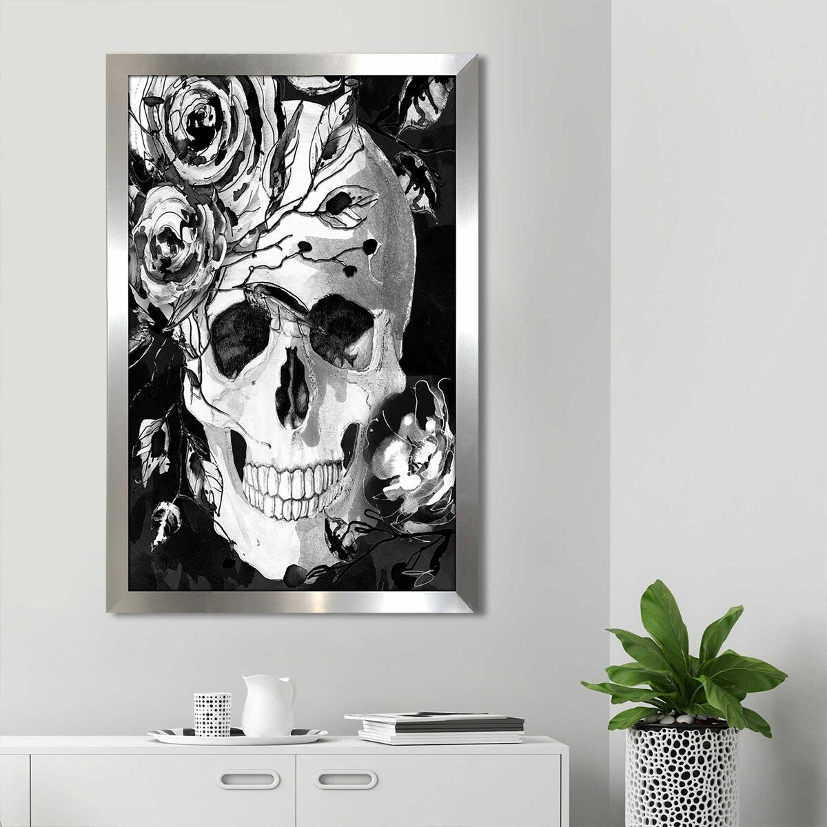 Black Skull by Jodi - Gothic Acrylic Wall Art Print for Home Decor, Office & Halloween Party Decoration