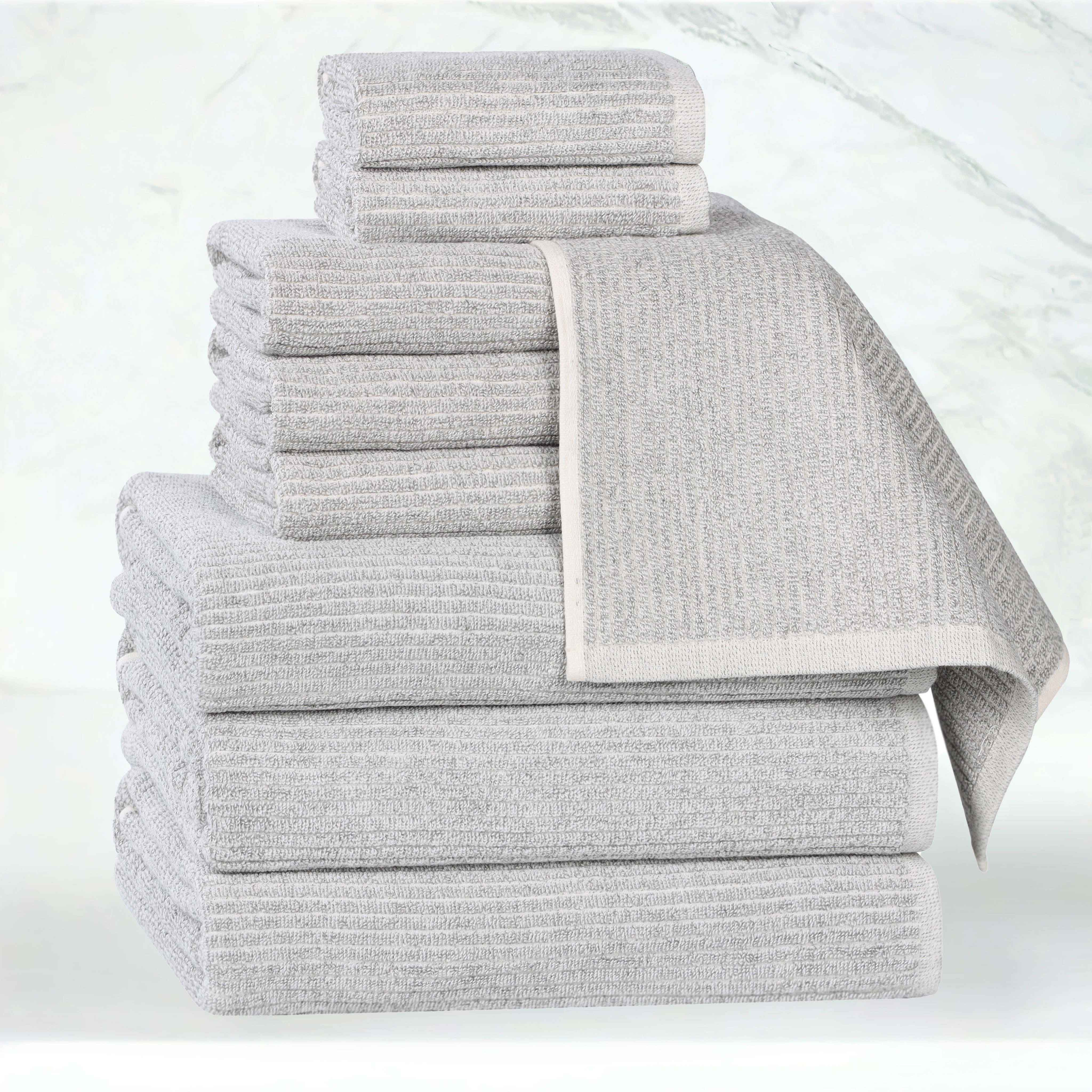 Premium 9-Piece Cotton Blend Ribbed Towel Set - Soft, Absorbent & Durable Bath Towels for Spa, Gym, and Beach Use
