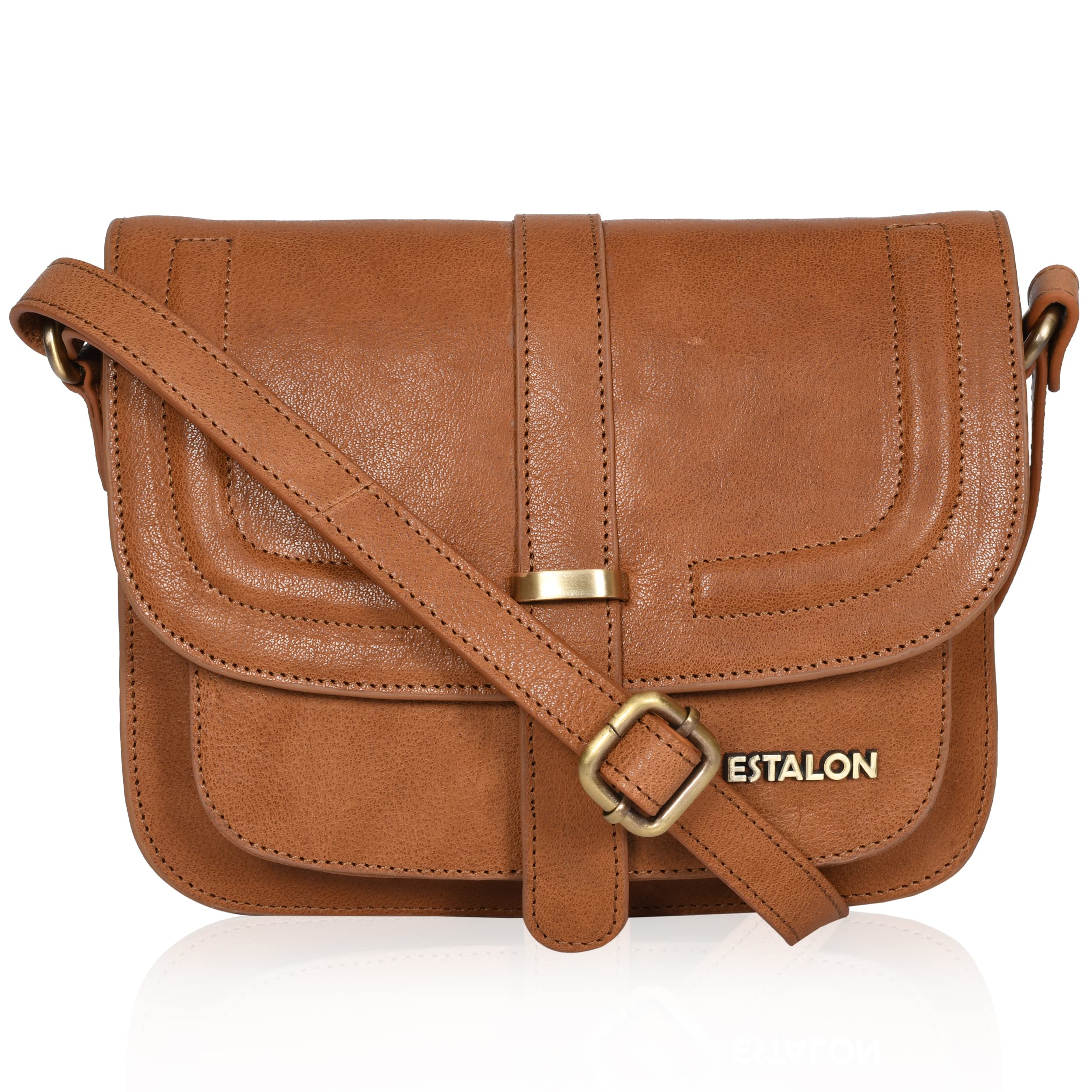ESTALON Women's Genuine Leather Crossbody Bag with Multiple Pockets - Stylish Travel Purse & Sling Bag for Everyday Use, Shopping, and Weekend Getaways