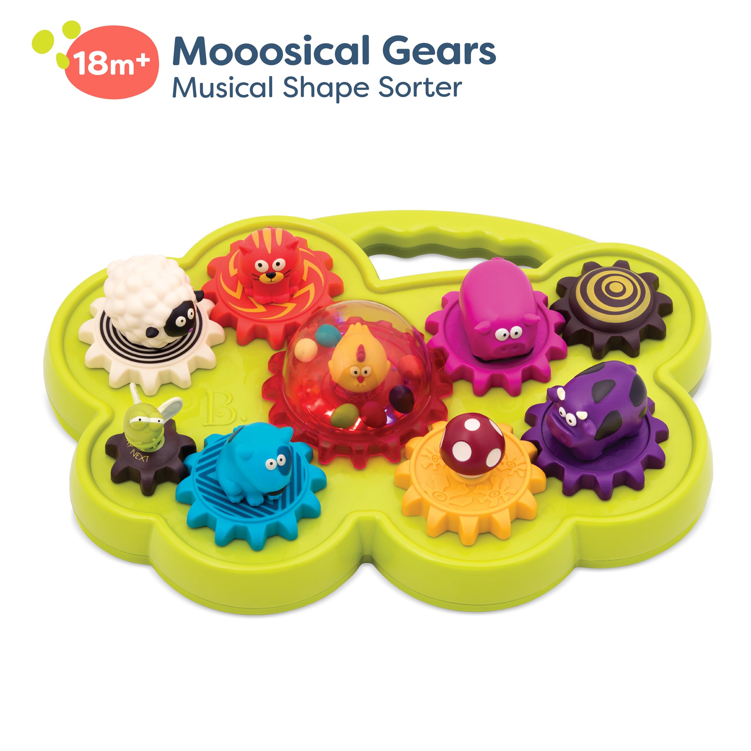 B. Toys Mooosical Gears - Interactive Musical Gear Toy with Spinning Gears & Farm Animals - Educational Sorting & Spinning Toy for Toddlers 18+ Months - STEM Learning Toy for Kids - Perfect for Playtime, Early Childhood Development & Sensory Play