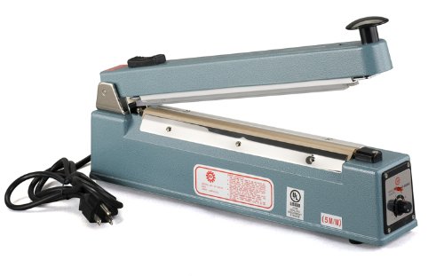 HJC310/2T 12-Inch Table Top Impulse Bag Sealer with 2mm Seal & Trimmer - Commercial Food Packaging Machine for Snacks, Coffee, Spices & More