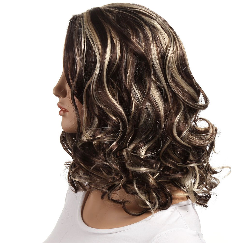 GOTTA Medium Shoulder Length Synthetic Wigs for Women - Heat Resistant 100% Kanekalon Hair, Mixed Brown & White, 18 Inch (6+26) - Perfect for Cosplay, Costume Parties & Everyday Fashion