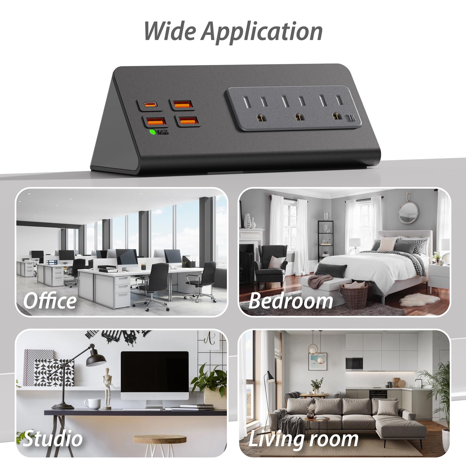 Desk Edge Mount Power Outlets with USB Charge Ports - Space Saving Power Strip for Home Office, Dorm & Workspace - Perfect for Computer Desks, Gaming Setup & Workstations