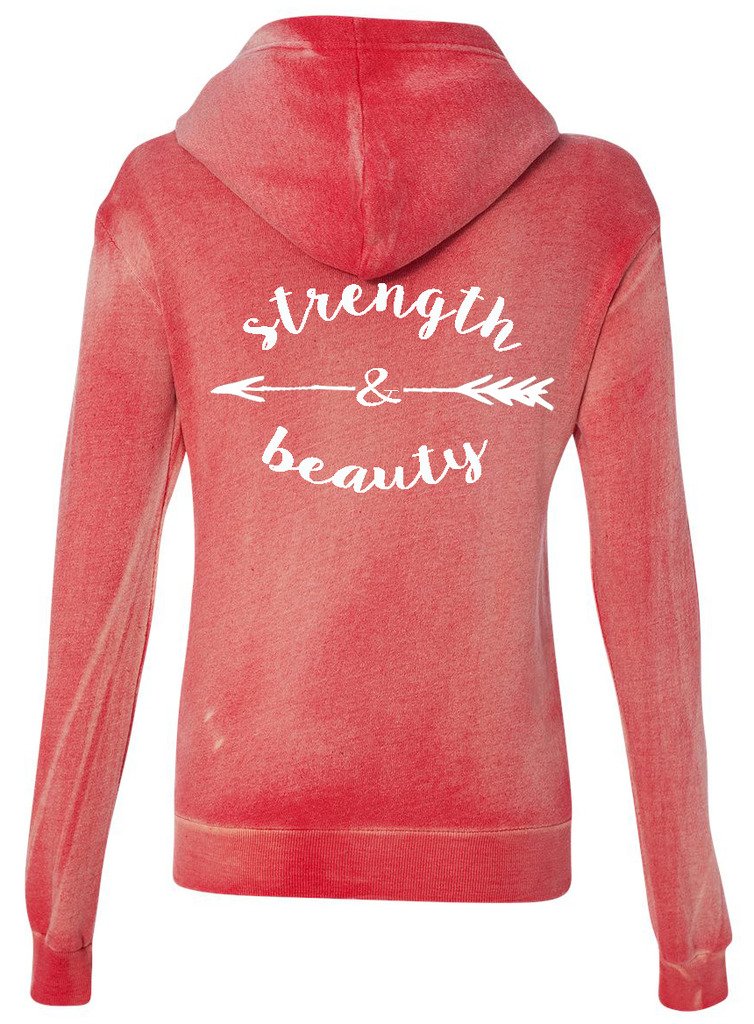 SoRock Women's Strength & Beauty Graphite Hooded Fleece Sweatshirt - Cozy Pullover for Yoga, Gym & Outdoor Activities