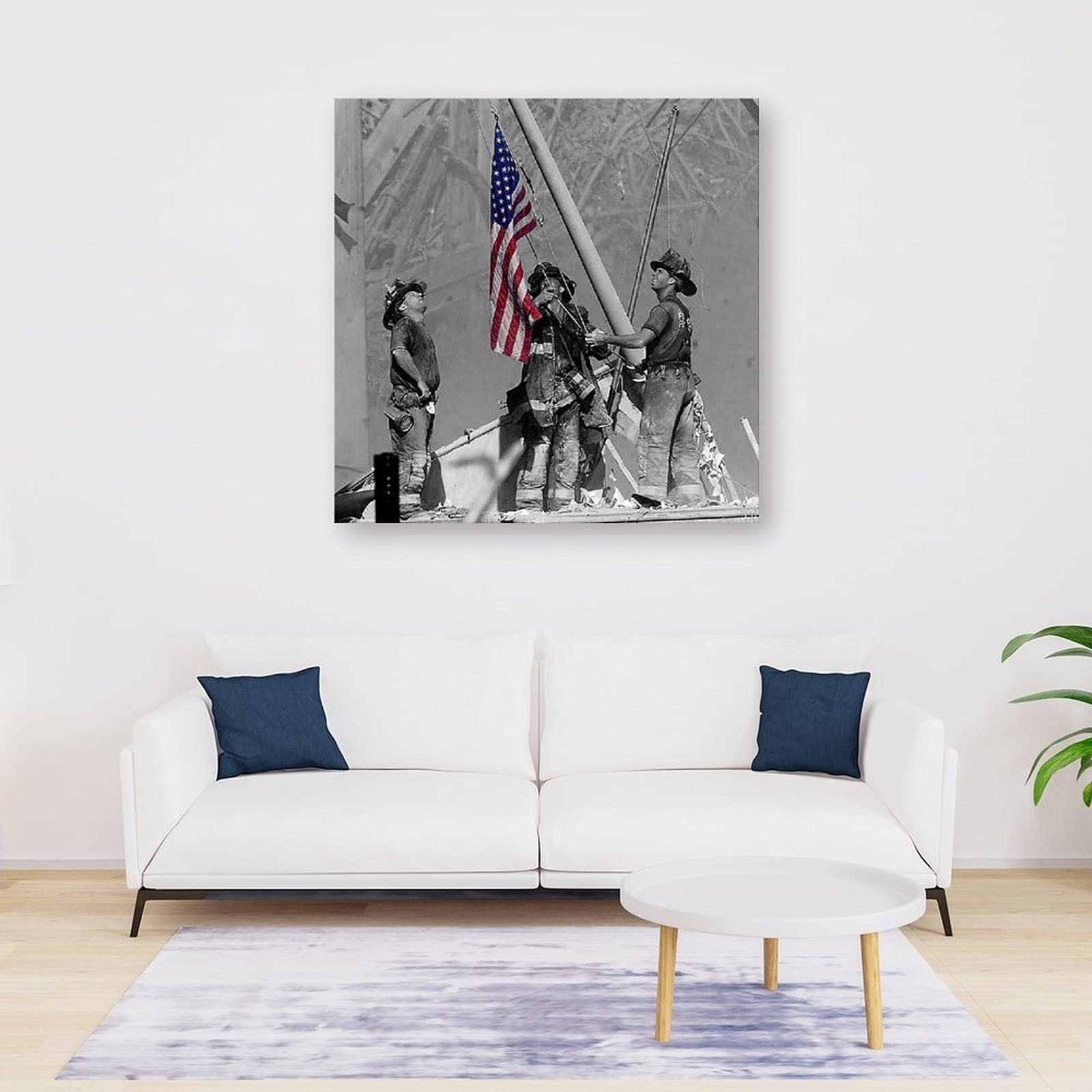 HUIBEI September 11th Memorial Art Poster - 3-Pack 12x12 Inch (30x30cm) Canvas Wall Art for Living Room & Bedroom - Patriotic Home Decor for 9/11 Remembrance Day, Office or Classroom Display
