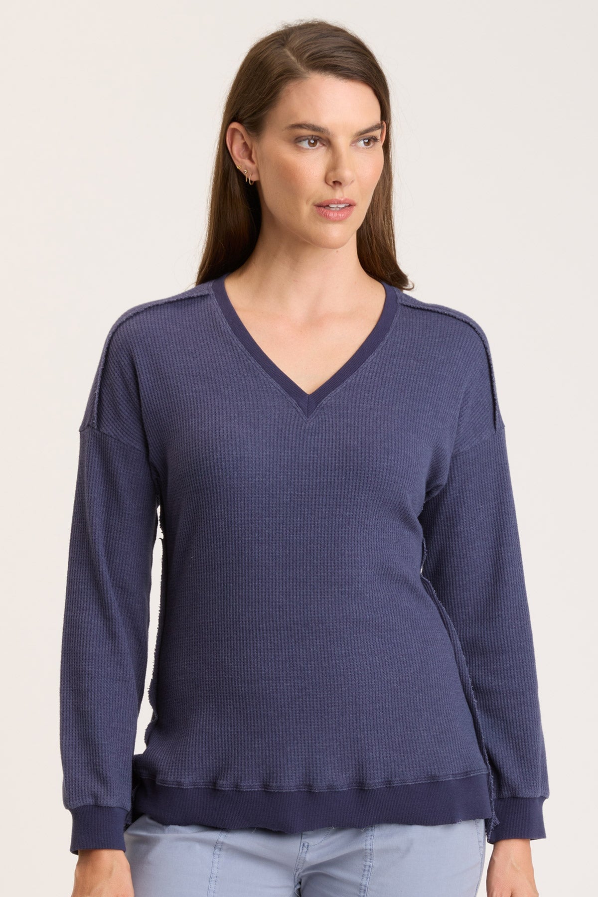 Oxley Men's Slim Fit V-Neck T-Shirt - Navy Blue Casual Tee for Everyday Wear, Gym, and Layering