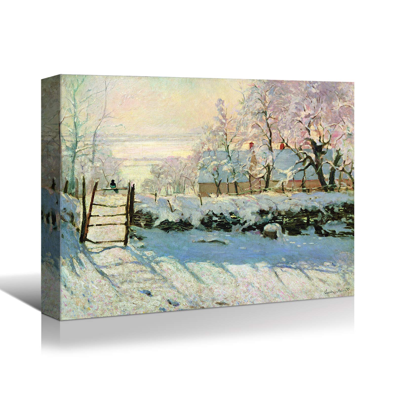 Looife Monet Oil Painting Reproduction - 48x36 Inch Famous 'Magpie in the Snow' Canvas Wall Art Print, Giclee Home Decor for Living Room, Bedroom & Office