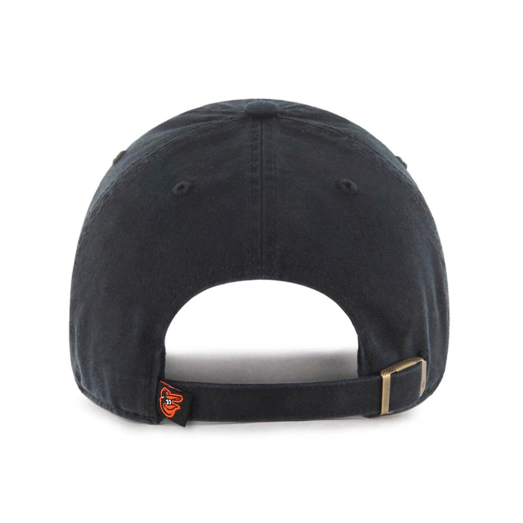 47 Brand Baltimore Orioles Cleanup Adjustable Baseball Cap - Black | MLB Licensed Snapback Hat for Men & Women | Perfect for Games, Tailgating & Outdoor Activities