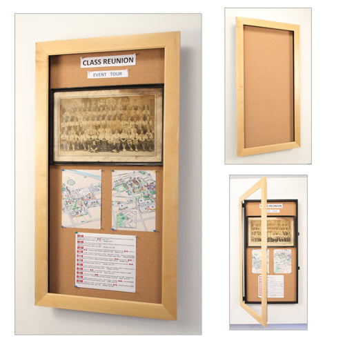 Premium Wide Wood Framed Cork Board Shadow Box - 12 Large Sizes & Custom Options with 2