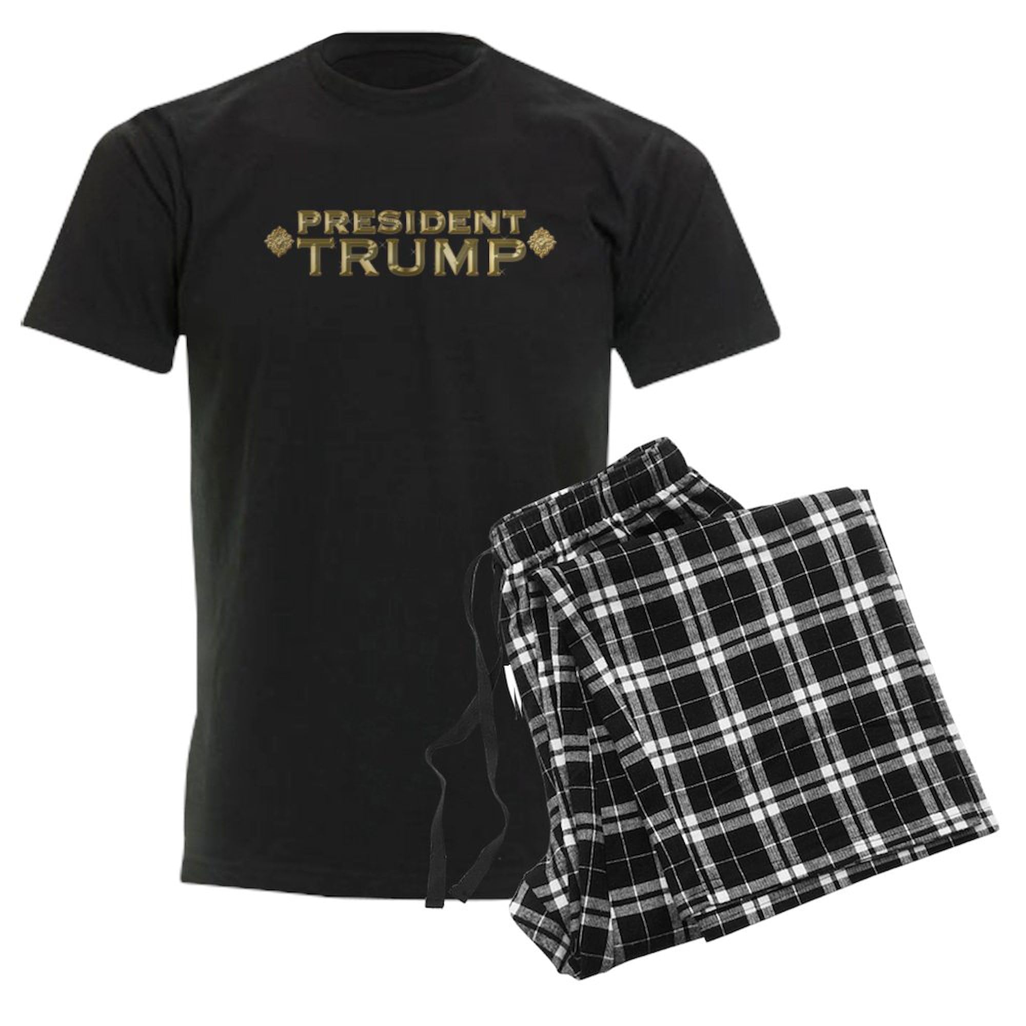 President Trump Novelty Pajama Set for Men - Comfortable Sleepwear & Lounge Pajamas - Funny Political PJs for Sleep, Relaxing at Home & Trump Supporters Gifts