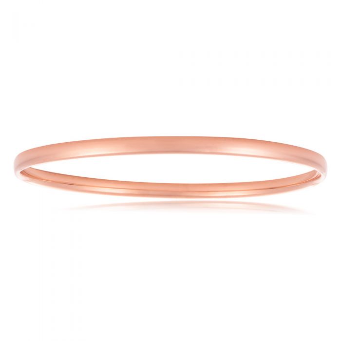 9ct Rose Gold Hollow 4mm x 65mm Bangle Bracelet for Women - Elegant Stackable Jewelry for Everyday Wear & Special Occasions