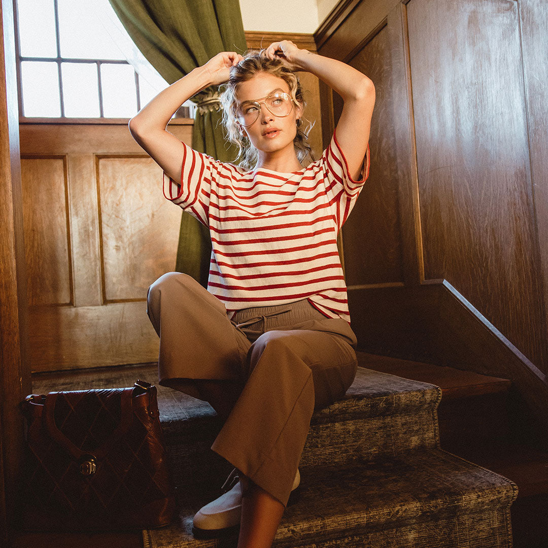 Boss Tee - Premium Men's Striped T-Shirt in Crimson Red | Casual Wear & Street Style Fashion