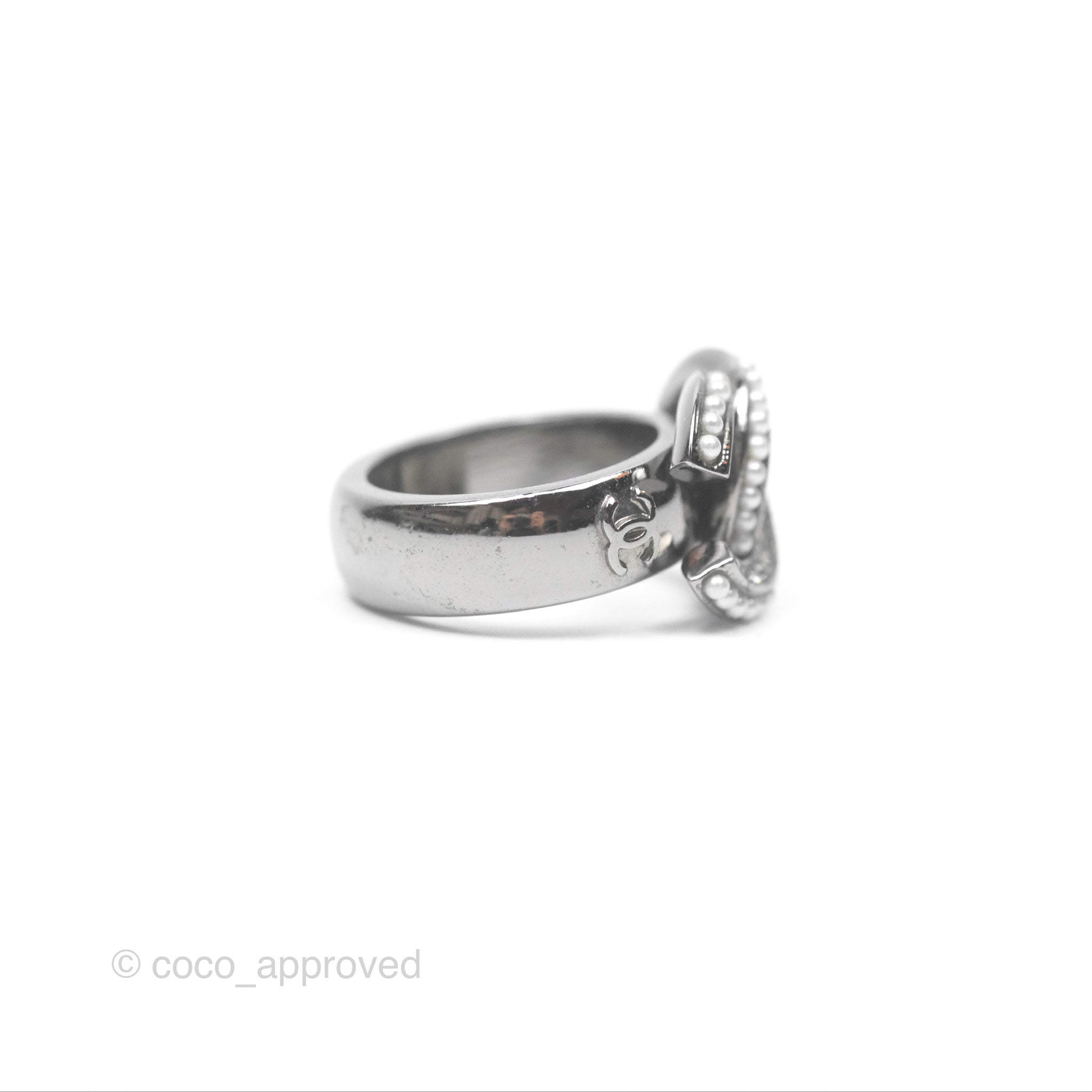 Chanel CC Ring Brushed Silver Tone 10A - Elegant Fashion Jewelry for Women | Perfect for Parties, Weddings & Date Nights
