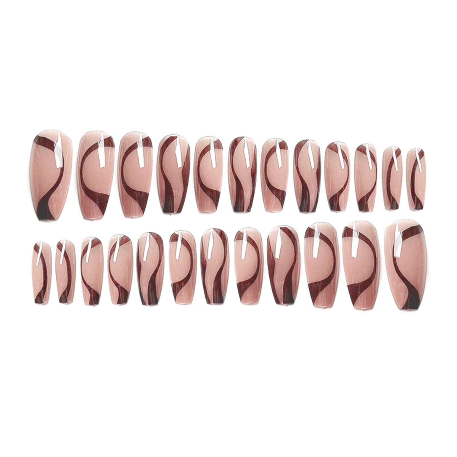 24Pcs Coffin Fake Nails - Glossy Gradient Press on Nails Full Cover Acrylic Nails for Daily Wear, Ballerina Nail Tips, Professional Manicure - Perfect for Parties, Weddings, and Special Occasions