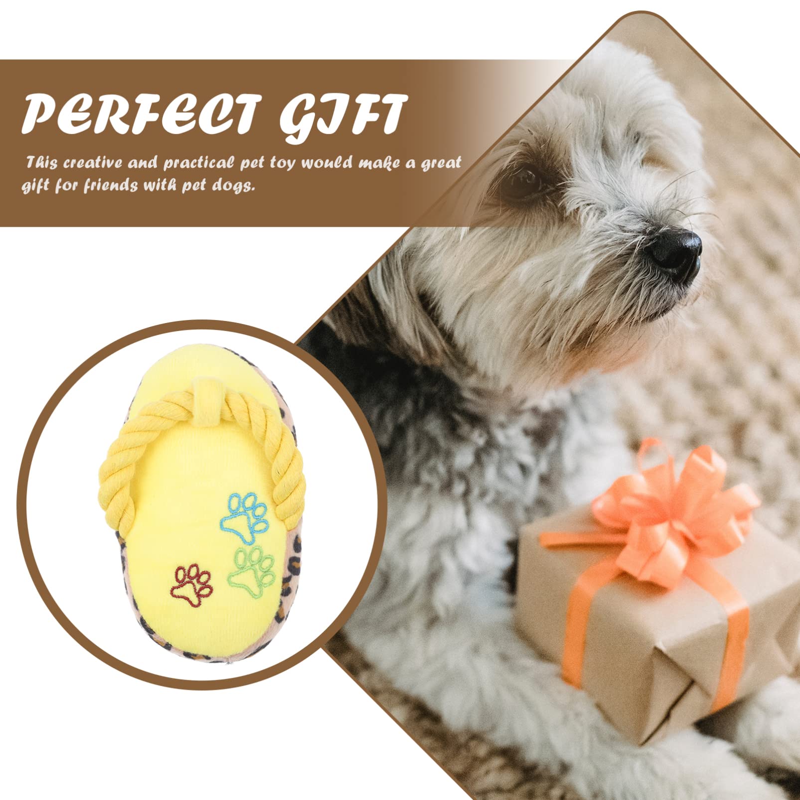 Balacoo Dog Chew Toys for Puppies & Small Dogs - Plush Squeaky Teething Toys for Teeth Cleaning, Interactive Play & Stress Relief - Soft Stuffed Animal Slipper Toy for Large & Small Breeds (Yellow) - Perfect for Indoor Play, Training & Anxiety Relief