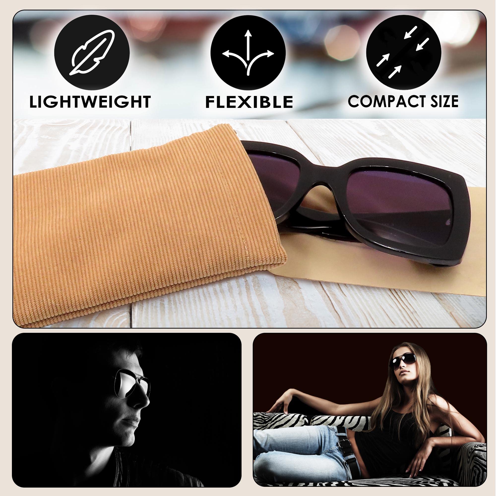 Soft Sunglasses Case with Squeeze Top - Large Glasses Holder Pouch, Lightweight & Extra Protective Layers | Perfect for Travel, Gym, and Everyday Use