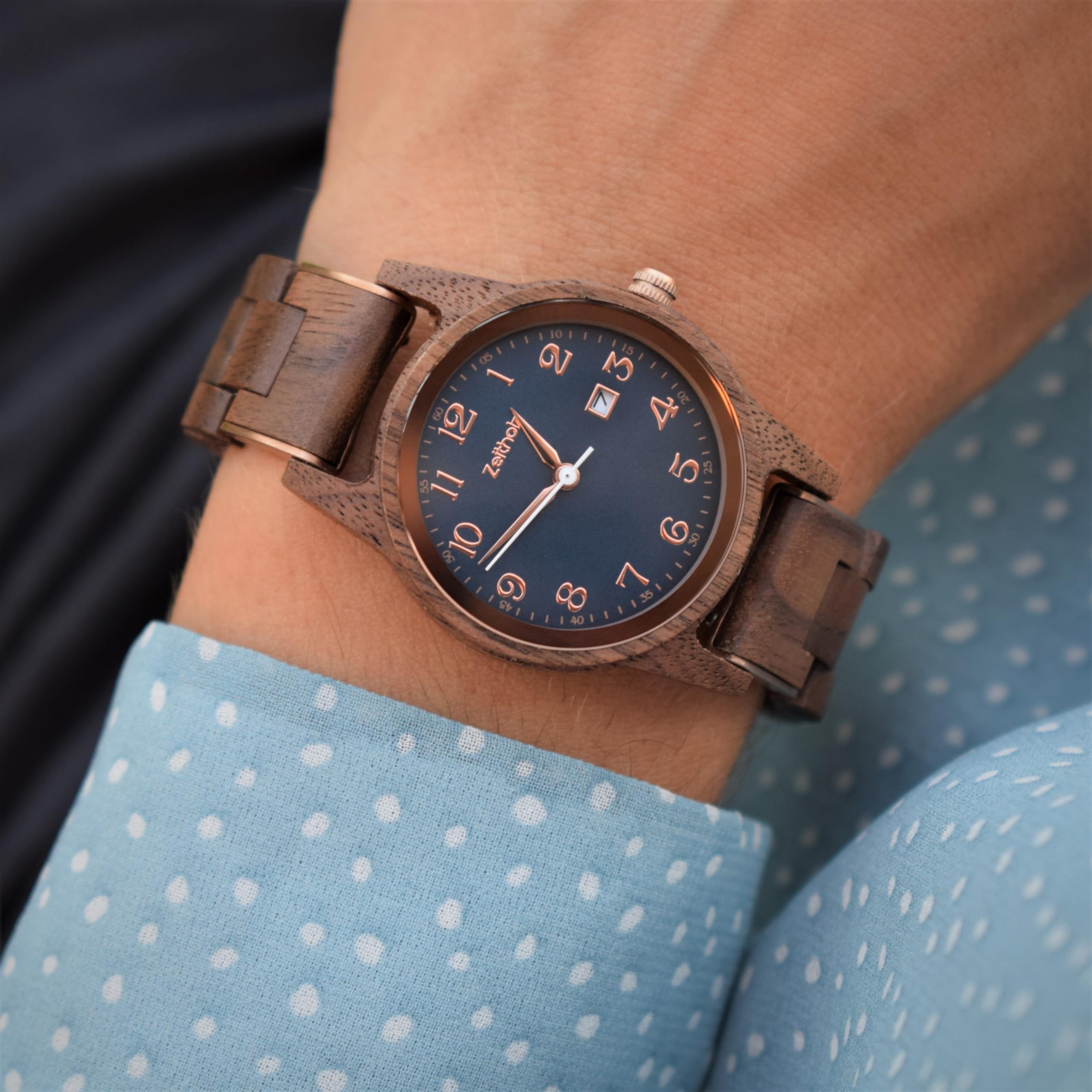 Zeitholz Women's Wooden Watch - 100% Natural Wood Analog Watch with Japanese Quartz Movement, 32mm, Leuben Collection - Perfect Gift for Her, Ideal for Casual, Office & Outdoor Wear