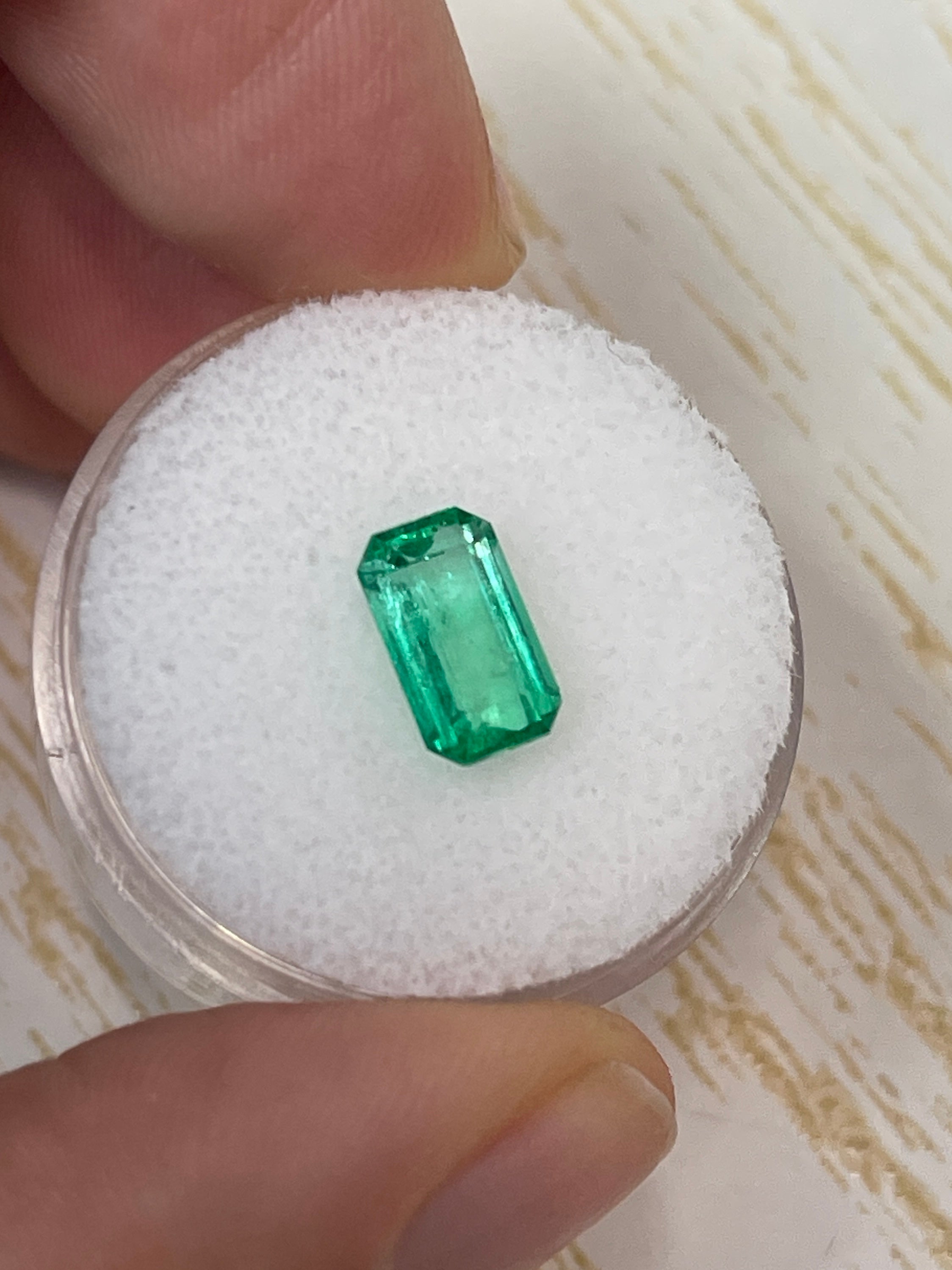 1.68 Carat 9x6mm Yellowish Green Natural Loose Colombian Emerald - Emerald Cut Gemstone for Jewelry Making, Engagement Rings & Collector's Specimen