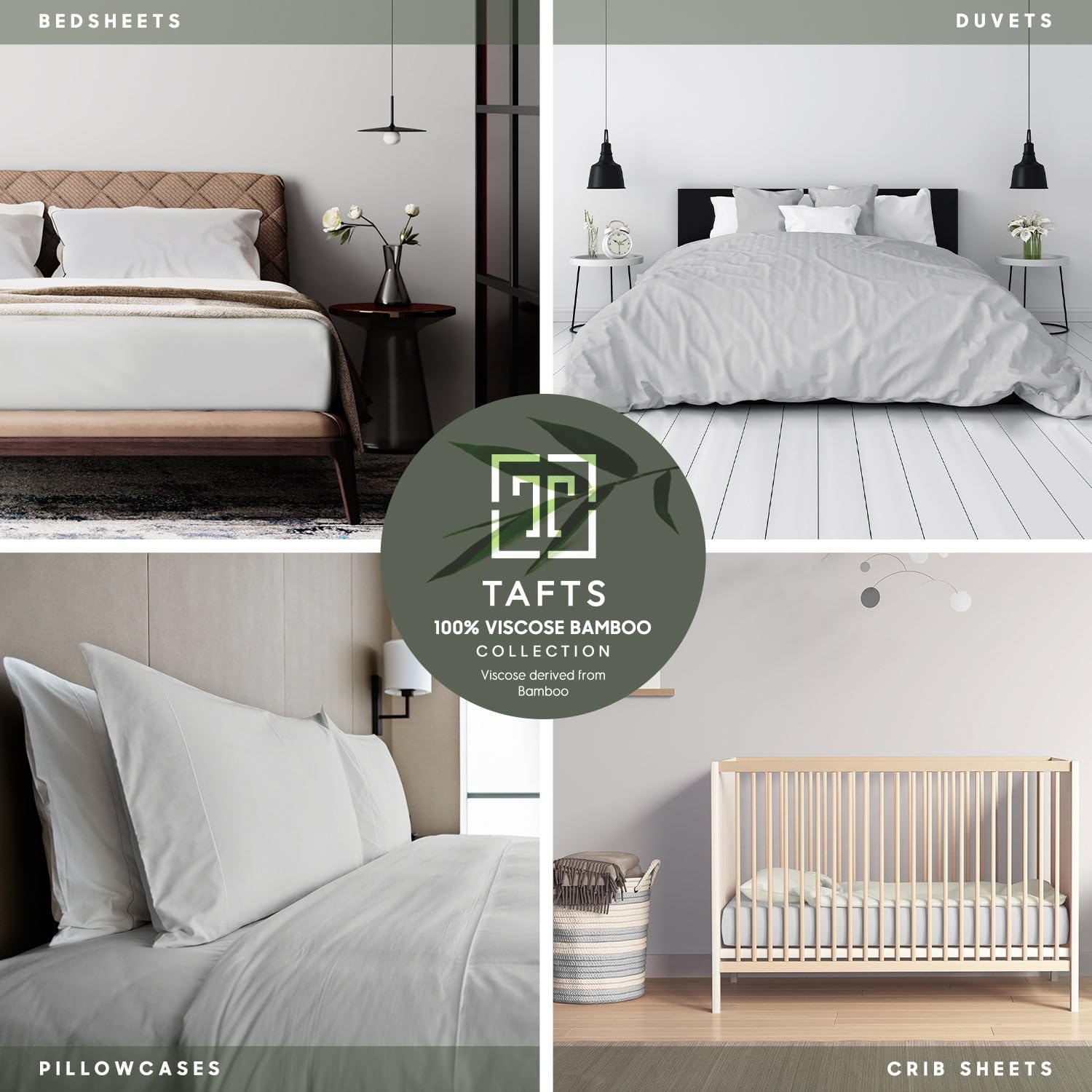 Tafts 100% Bamboo Viscose Twin Sheet Set - Ultra Soft & Cooling Bed Sheets with Double Stitched Edges - Lifetime Quality Guarantee (Light Grey) - Perfect for Hot Sleepers & Eco-Friendly Bedrooms