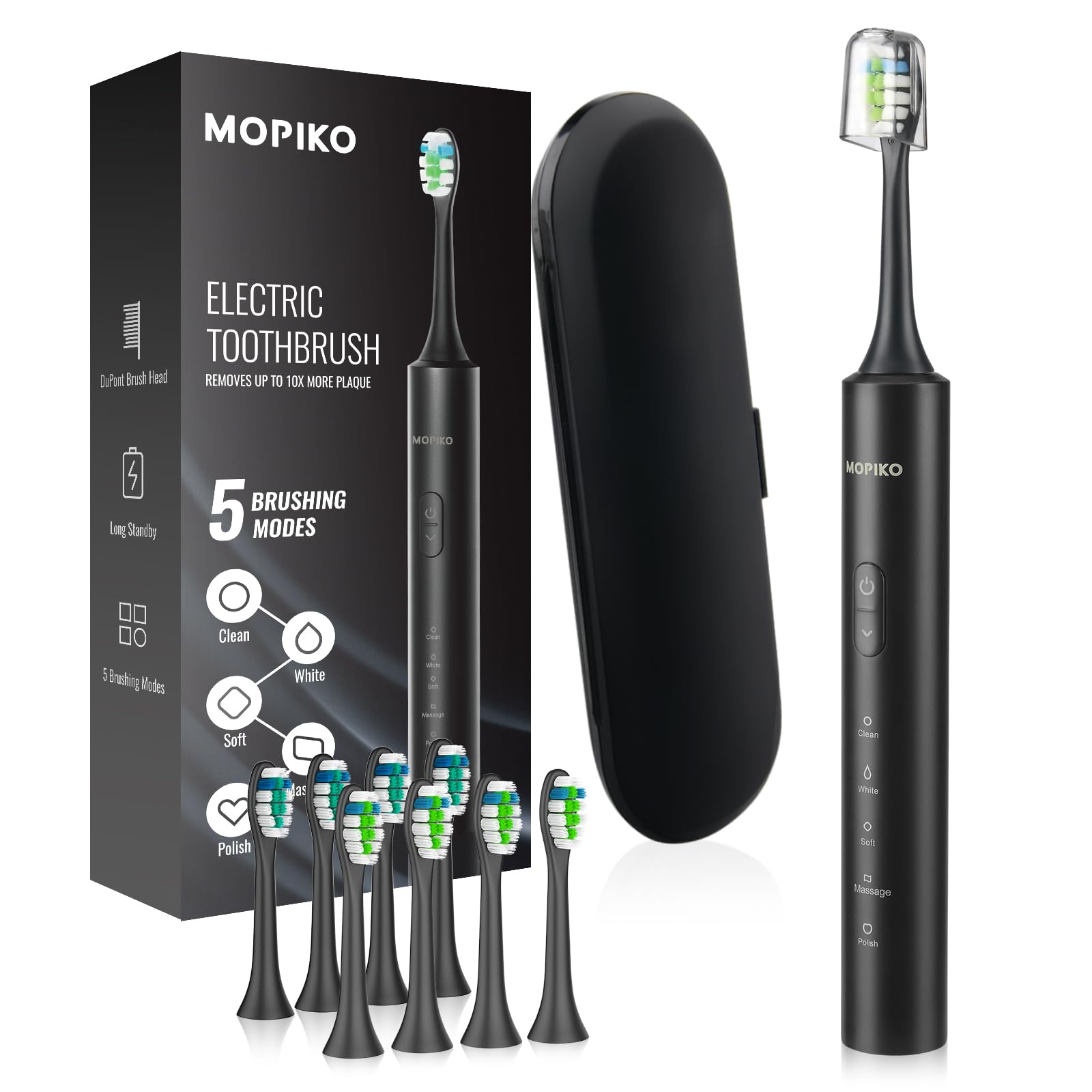 Sonic Electric Toothbrush for Adults - Rechargeable Waterproof Toothbrush with 8 Brush Heads, 5 Cleaning Modes & Travel Case - Perfect for Home, Travel & Daily Oral Care