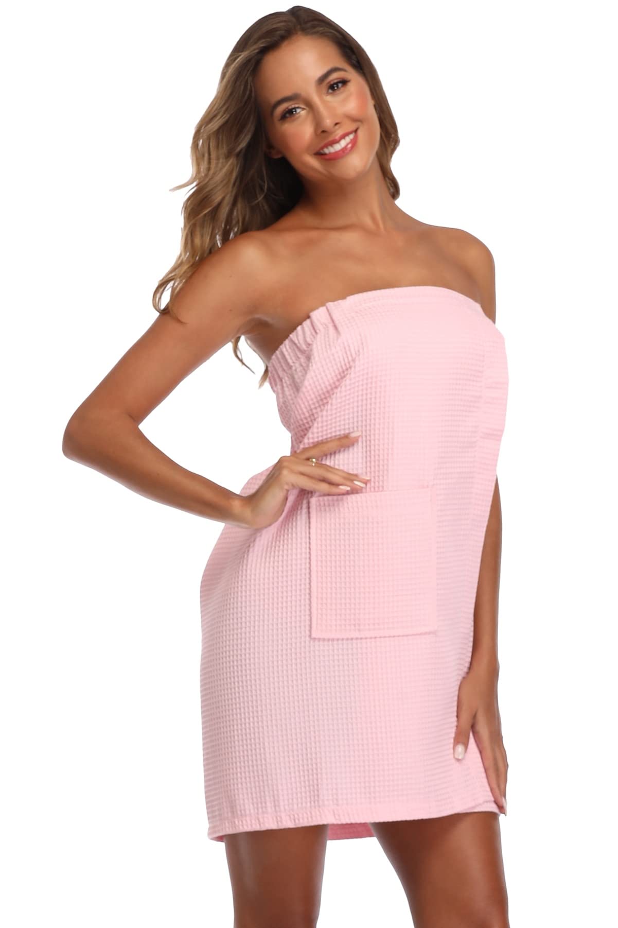 Old-Times Women's Waffle Bathrobe - Soft Terry Cloth Spa Robe with Adjustable Belt - Perfect for Shower, Lounge & Relaxation at Home