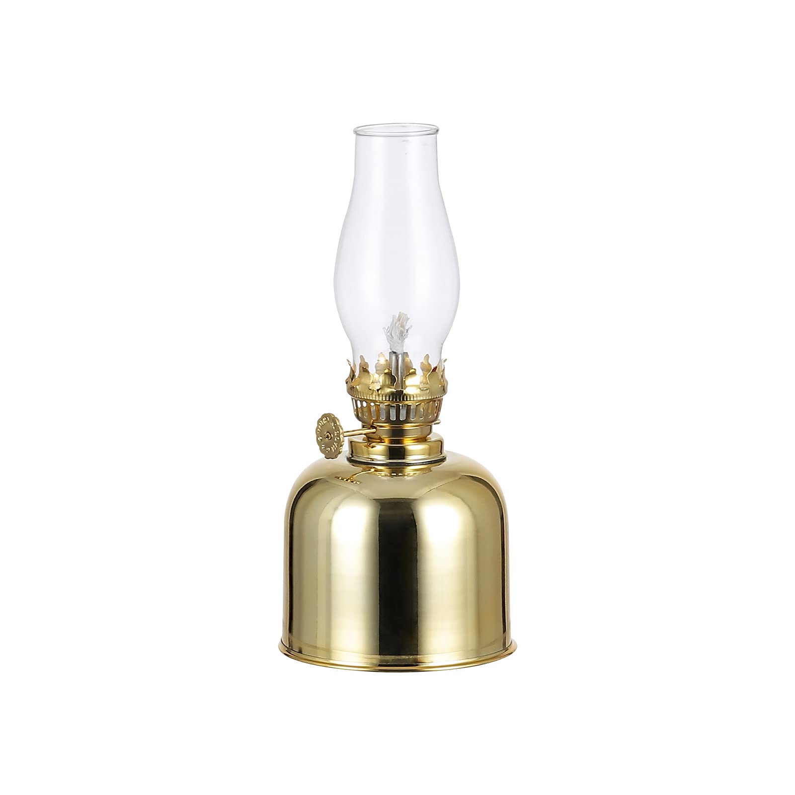 Vintage Metal Oil Lamp with Clear Glass Shade - Antique Kerosene Lantern for Home Decor, Indoor Lighting, Table Torch - Perfect for Farmhouse, Cabin, Emergency & Romantic Ambiance