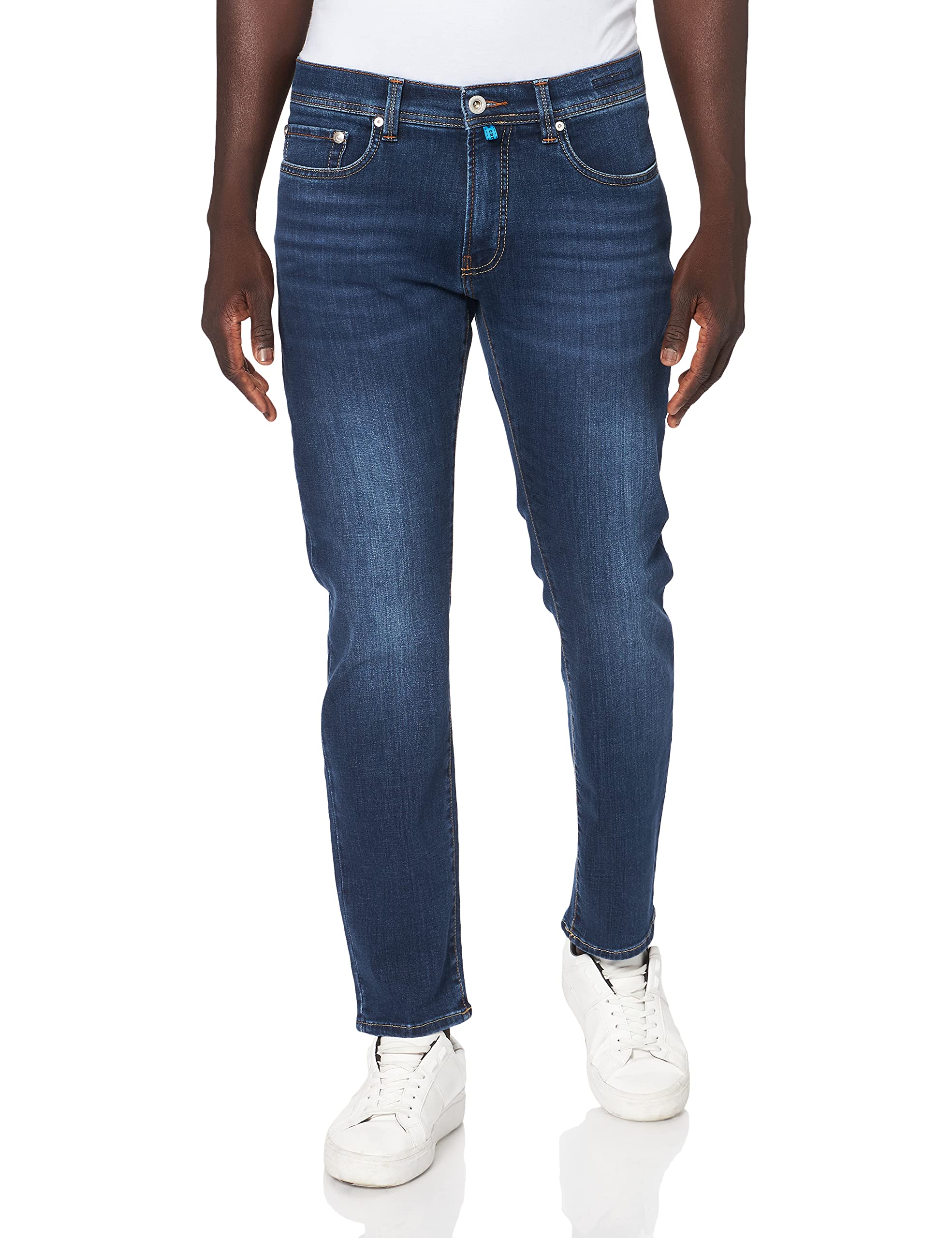 Pierre Cardin Men's Straight Fit Denim Jeans - Classic Blue Stretch Comfort for Casual Wear & Office Outfits