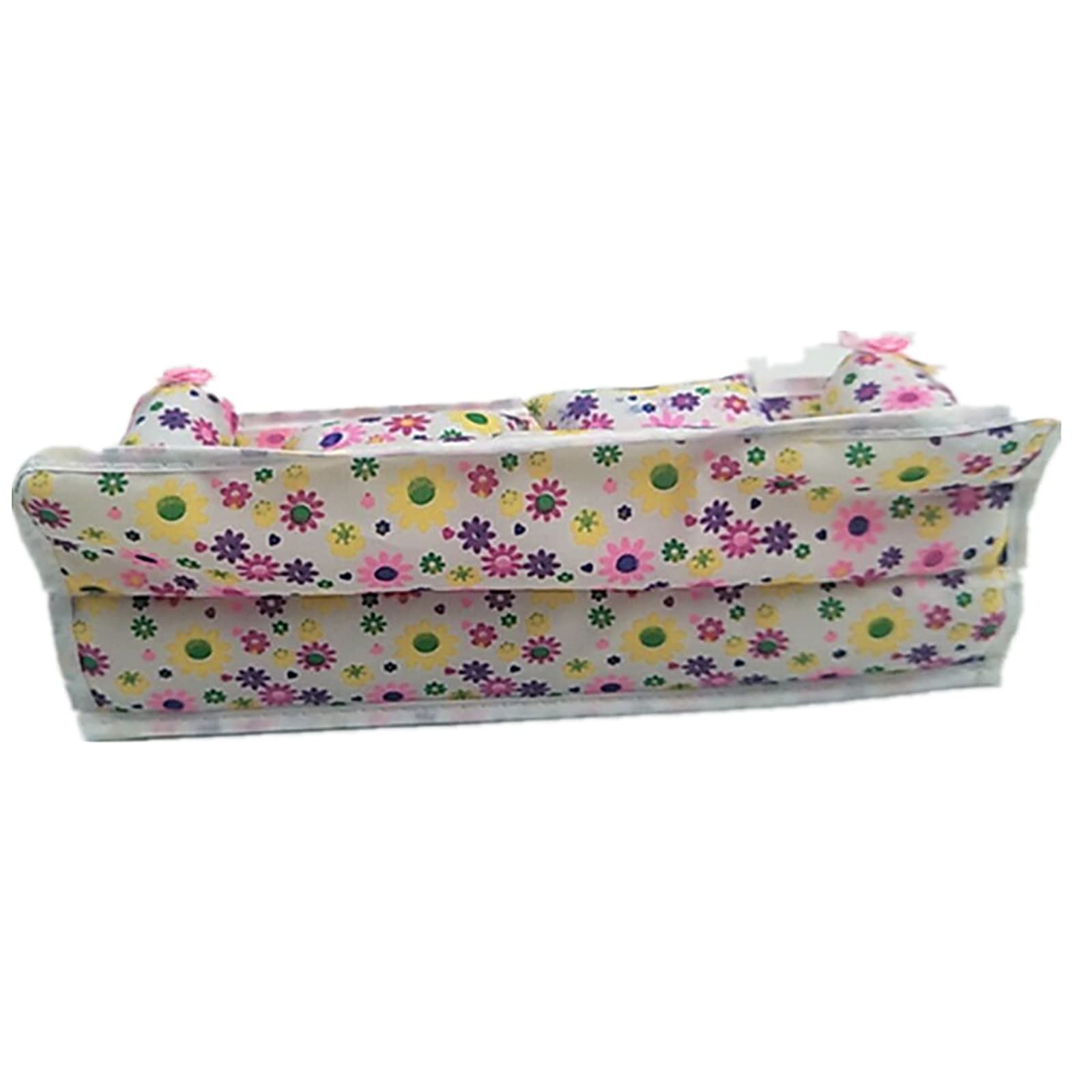 Emivery Mini Dollhouse Furniture - Flower Print Sofa with 2 Cushions, 1:12 Scale Miniature Couch for Dollhouse, DIY Crafts & Room Decor | Perfect for Dollhouse Accessories, Fairy Garden Display & Collectible Miniatures