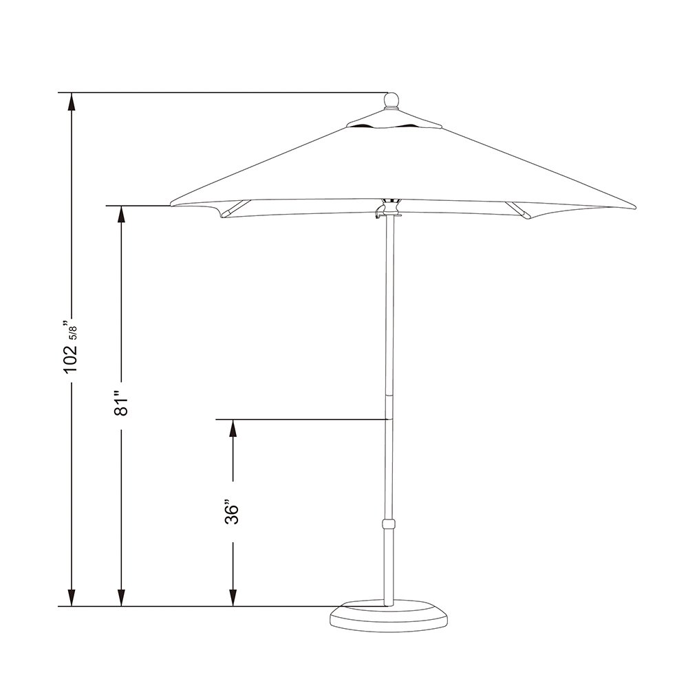 California 6' Square Wooden Market Umbrella with Push Open Pin Stop - Sunbrella Navy Fabric - Perfect for Patio, Garden, Poolside & Outdoor Dining