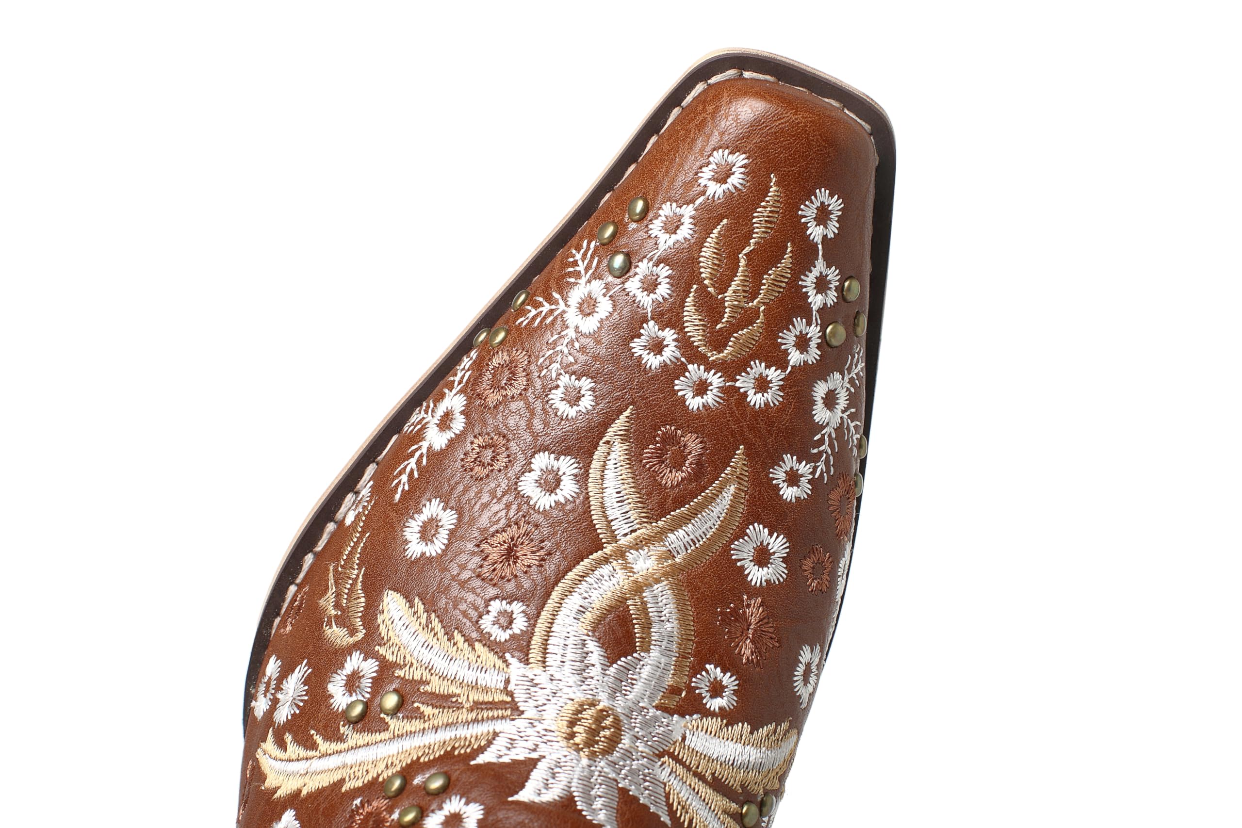 Trendy White Cowboy Knee High Boots for Women - Wide Calf Denim Boots with Embroidery | Over-the-Knee Western Style Boots for Country Music Festivals, Rodeo Events & Fashion Outfits