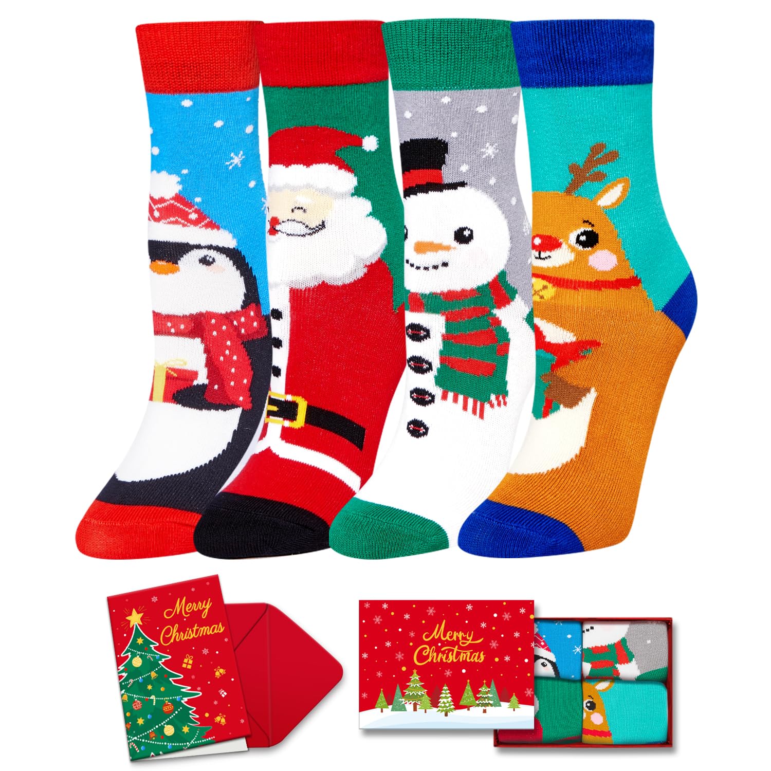 HappyPop Christmas Stocking Socks for Kids - Fun Holiday Gift Set with Greeting Card - Perfect for Secret Santa, Stocking Stuffers & Cozy Winter Celebrations