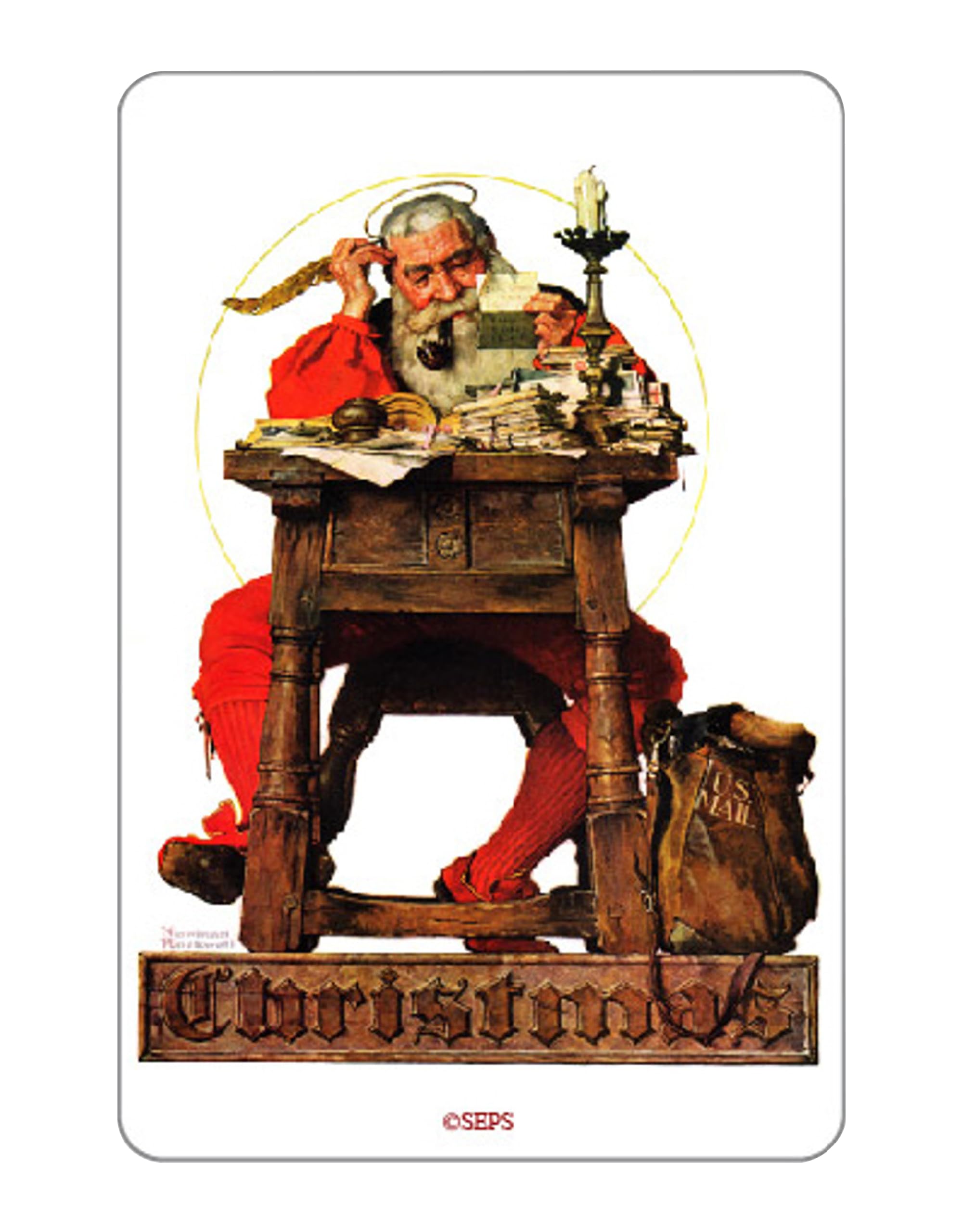 ARCANE VAULT - Vintage Santa at Desk Wooden Refrigerator Magnet (2”x3”), Laser-Cut UV-Coated Birch, Christmas Home Decor & Office Accessory - Perfect for Holiday Kitchen Decor, Gift Giving & Festive Fridge Organization