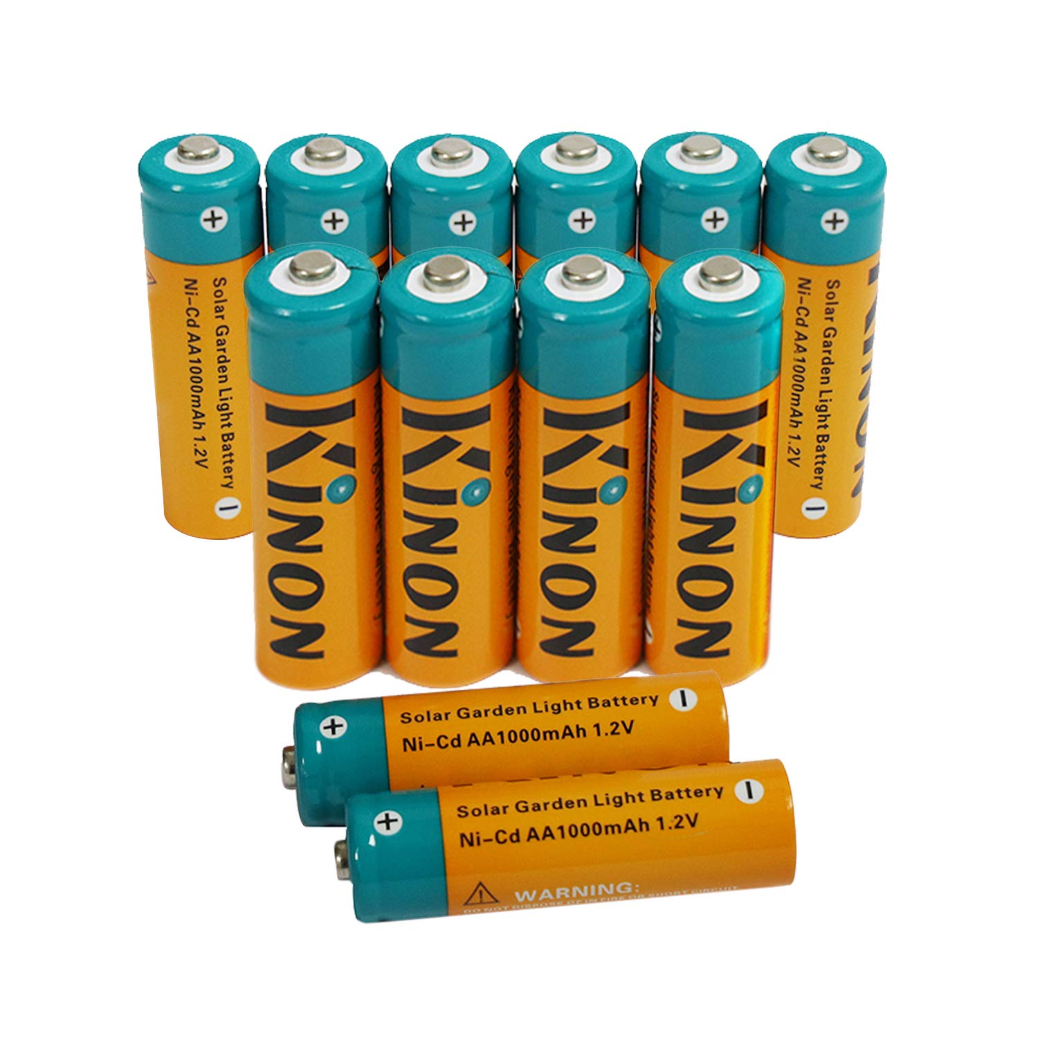 Kinon Double A Rechargeable Batteries 1.2V NiCD AA 1000mAh (12 Pack) - Long Lasting Power for Solar Garden Lights, Pathway Lights & Outdoor Lighting - Perfect for Wireless Keyboards, Digital Cameras, Flashlights & Emergency Devices - Great for Home, Office & Outdoor Activities - Ideal for Landscape Lighting, Home Security & Everyday Use