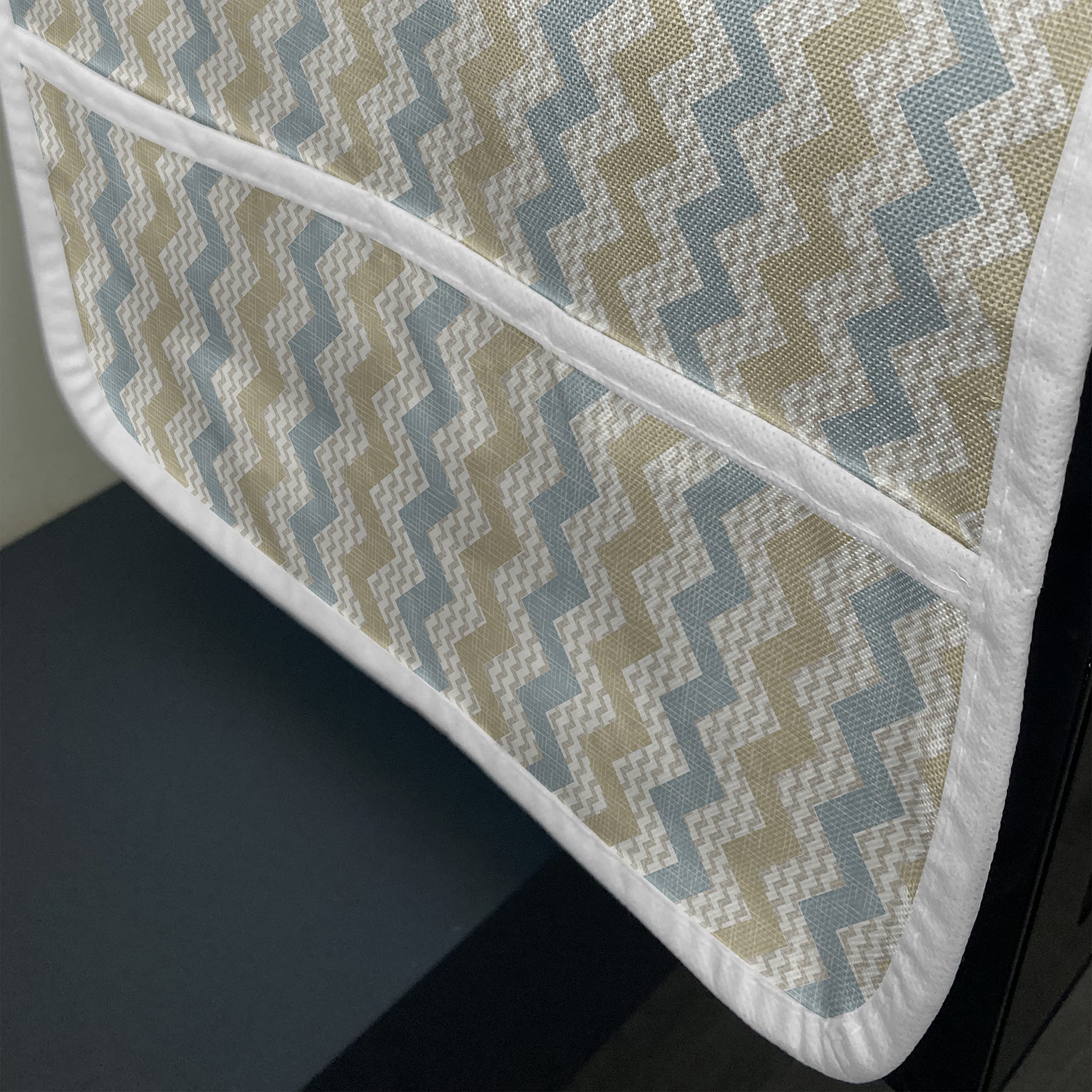 Ambesonne Beige Microwave Cover - Chevron Stripe Herringbone Geometric Pattern, Waterproof Kitchen Organizer with Pockets, 36 x 12 Inches - Perfect for Vintage Style Kitchens & Small Appliance Protection